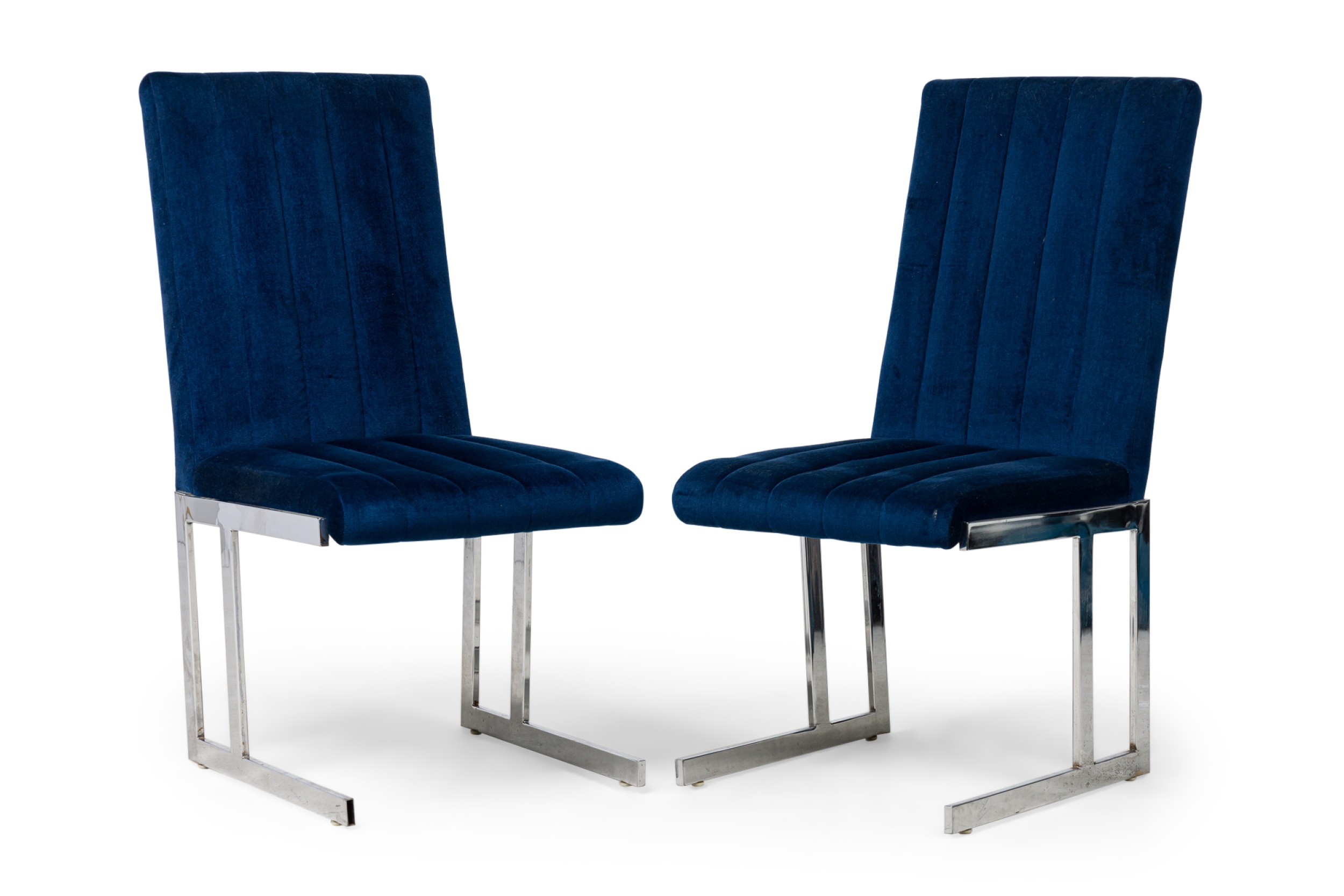 Four mid century modern polished chrome dining chairs milo baughman