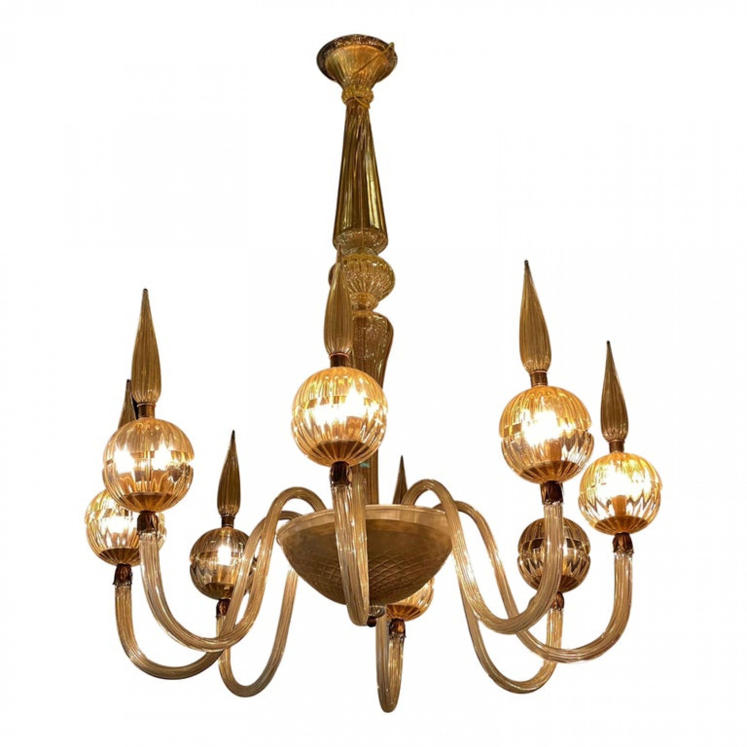 A fine italian modern hand blown glass 8 arm chandelier barovier toso