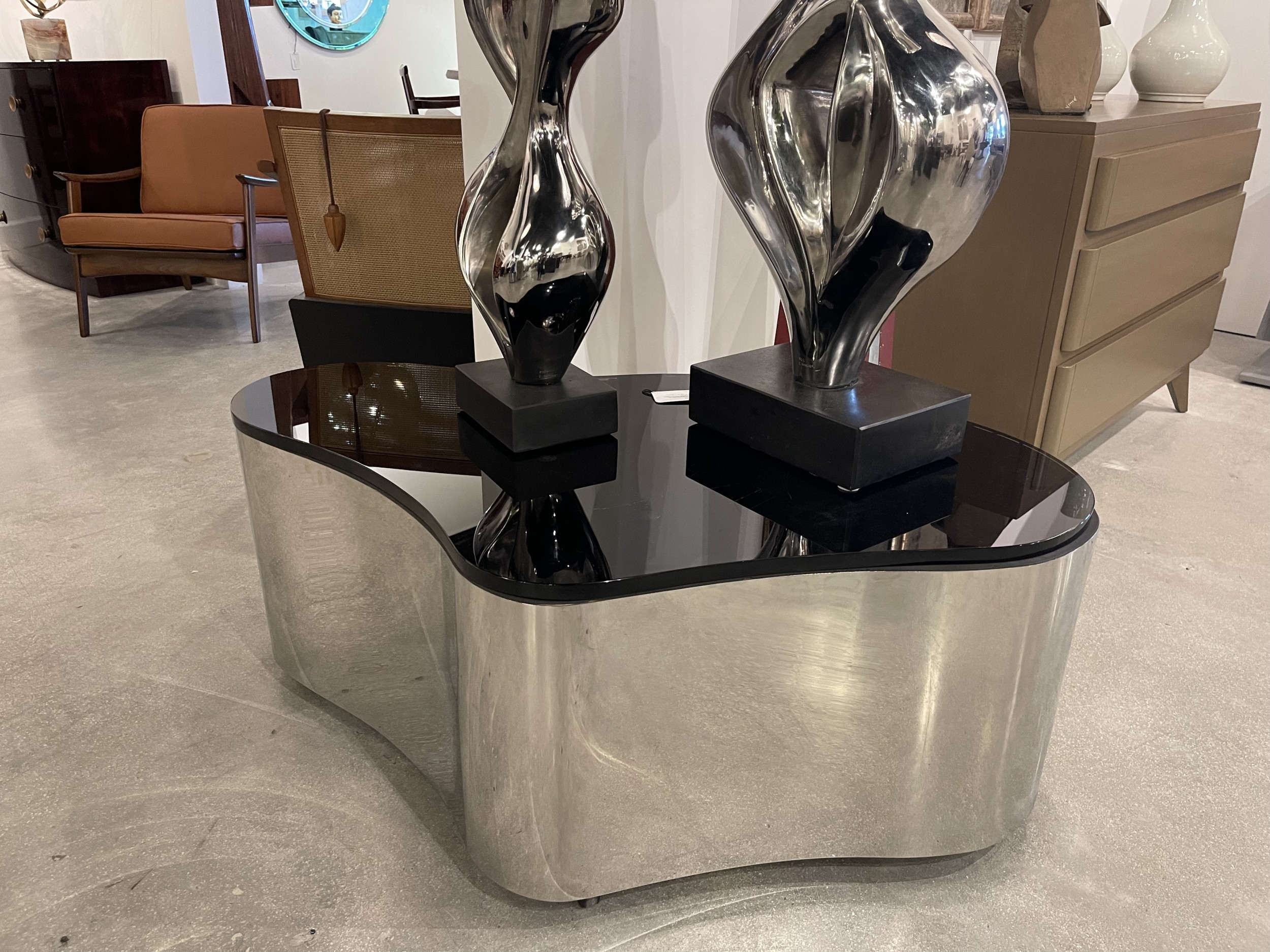 Important karl springer polished stainless freeform table 2