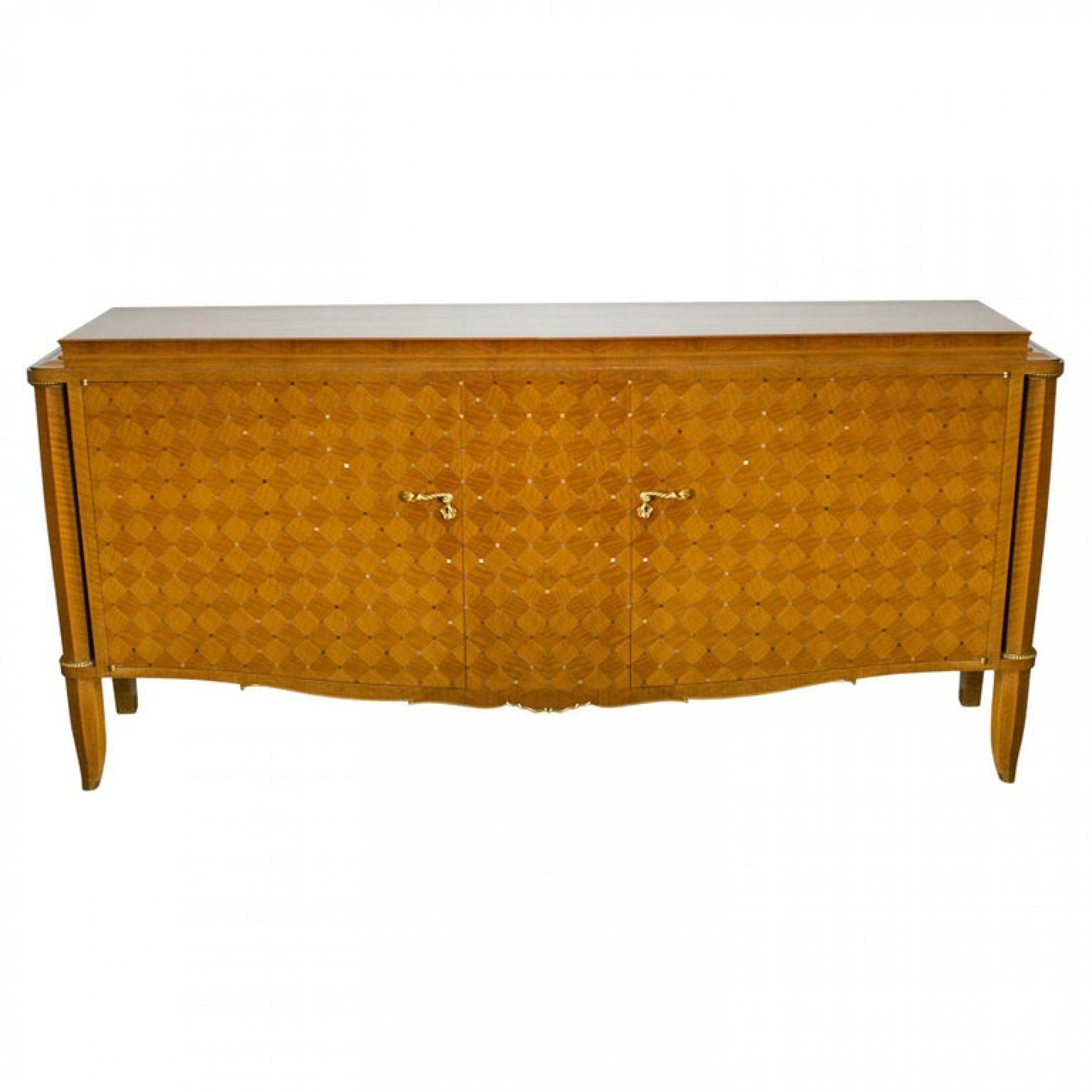 Important french bronze walnut parquetry mother of pearl credenzajules leleu