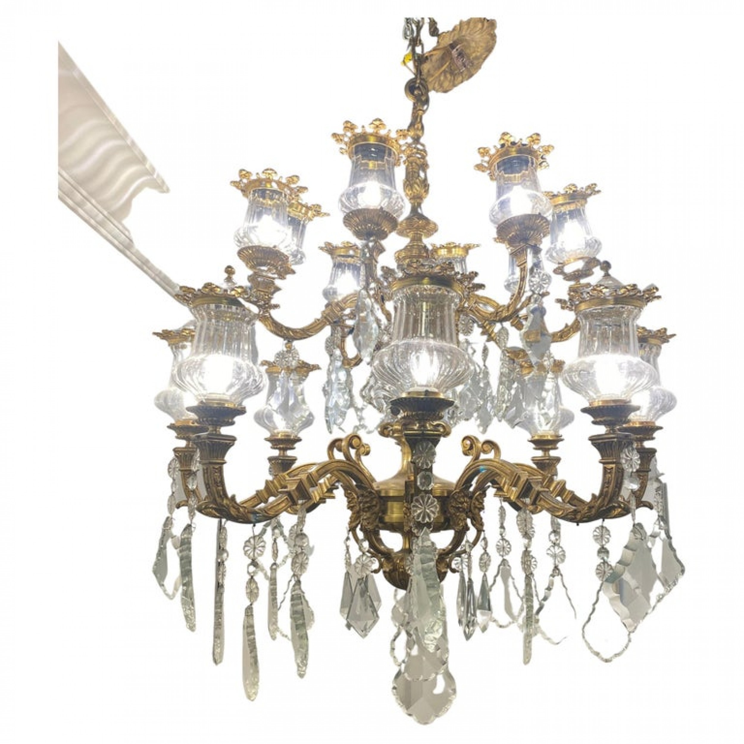 Monumental french louis xv style chandelier dore bonze