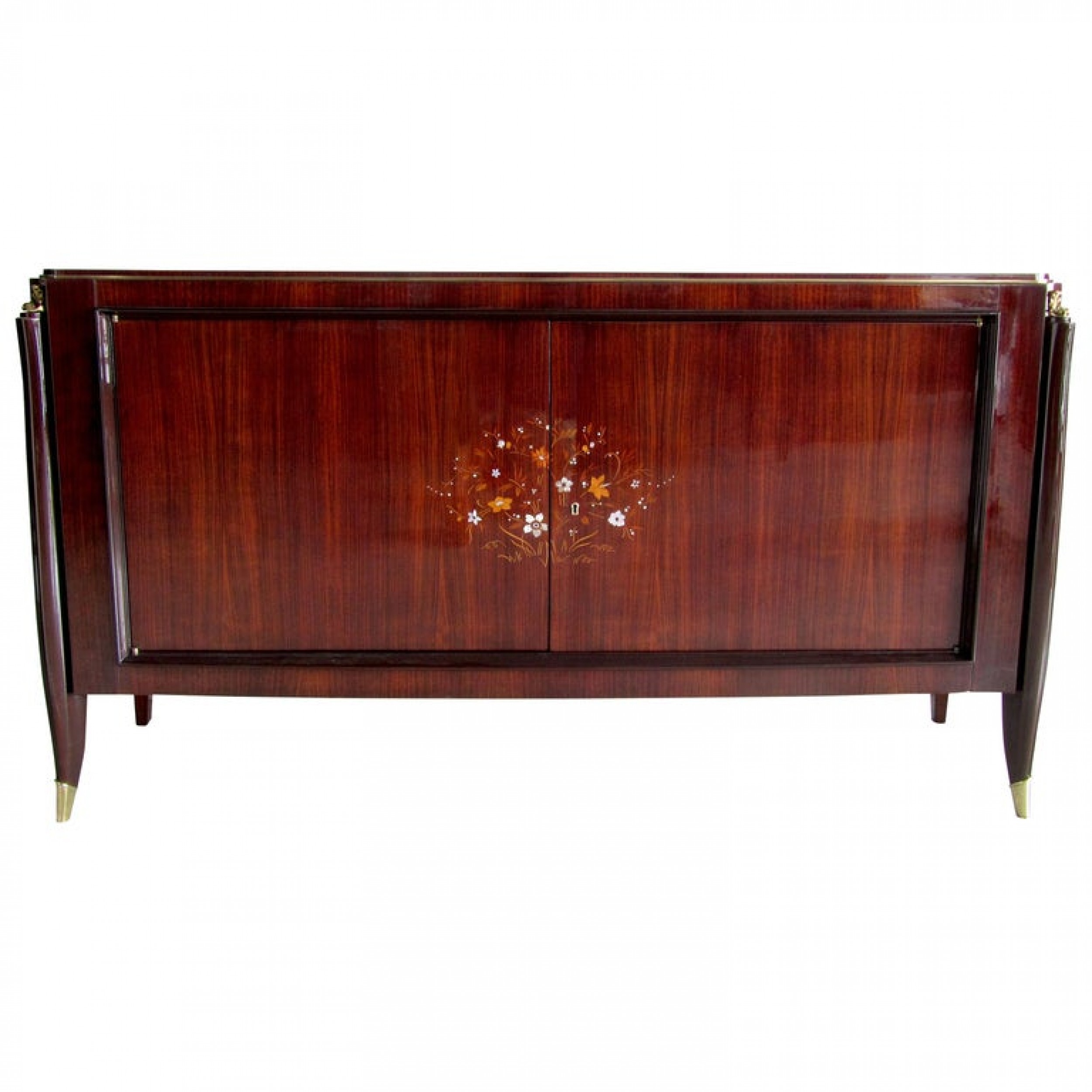 French art deco ebony de macassar marquetry and bronze mounted credenza j leleu