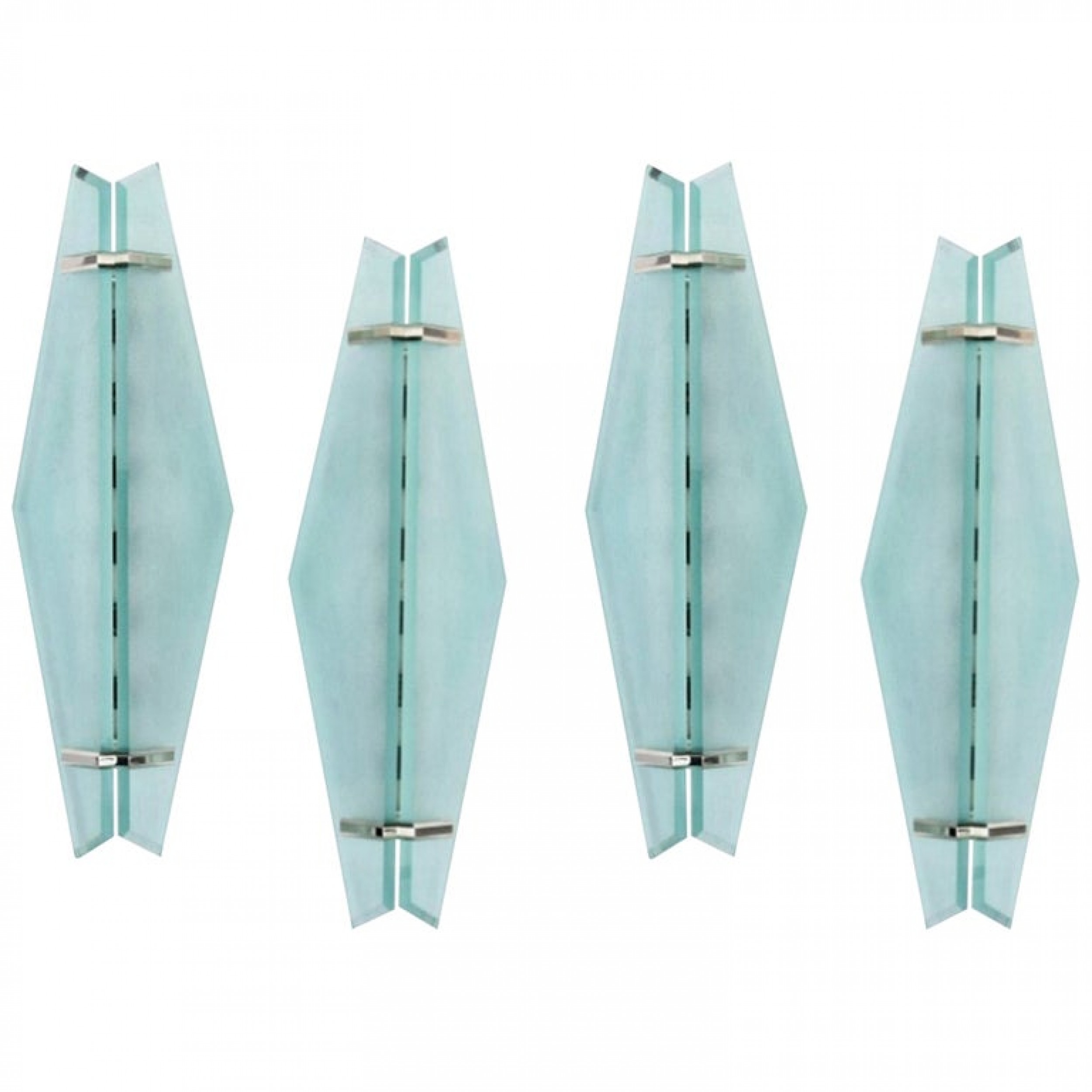 Set of four glass chrome fontana arte wall sconces max ingrand 1950s