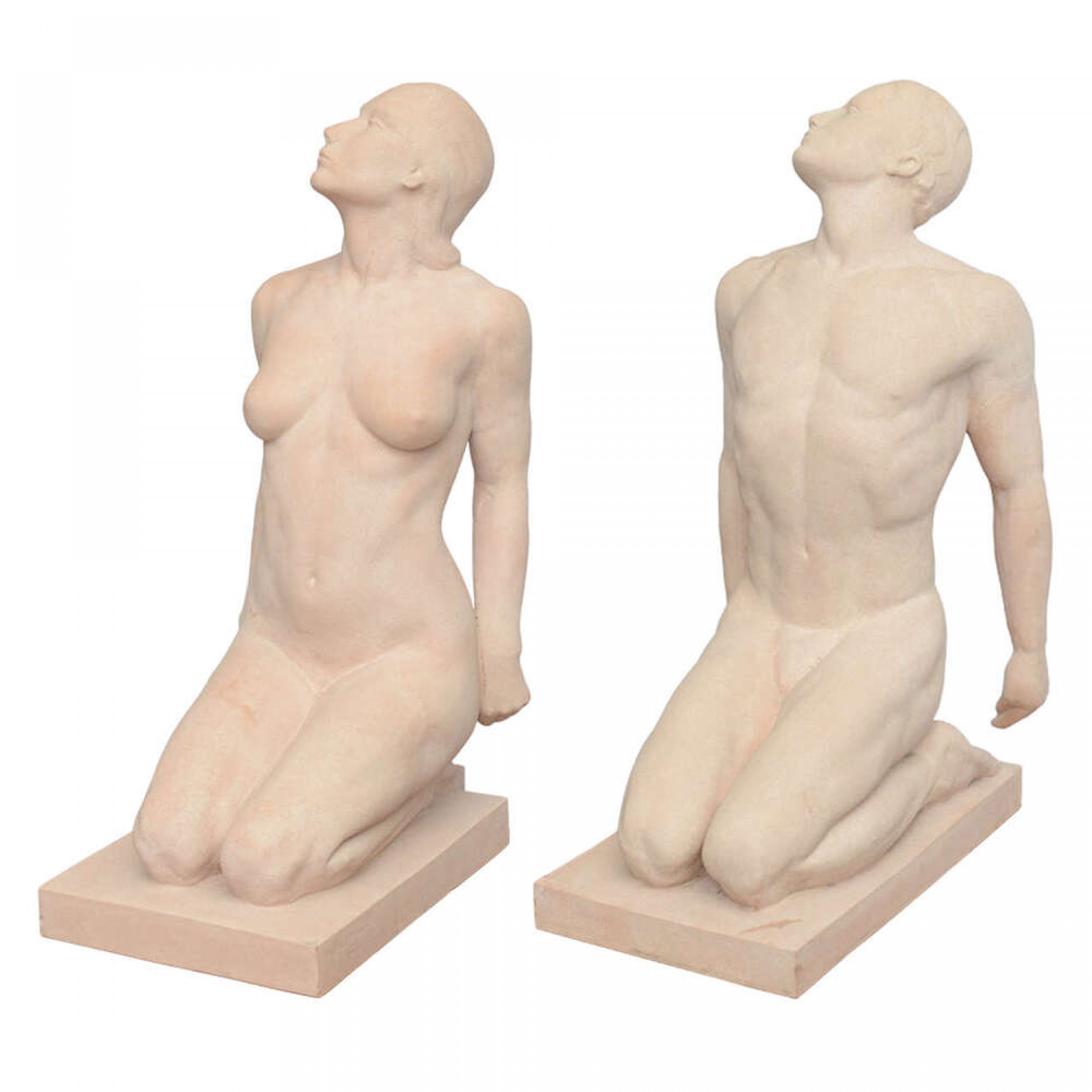 Matched pair of art deco terracotta sculpture or statues by demetre chiparus