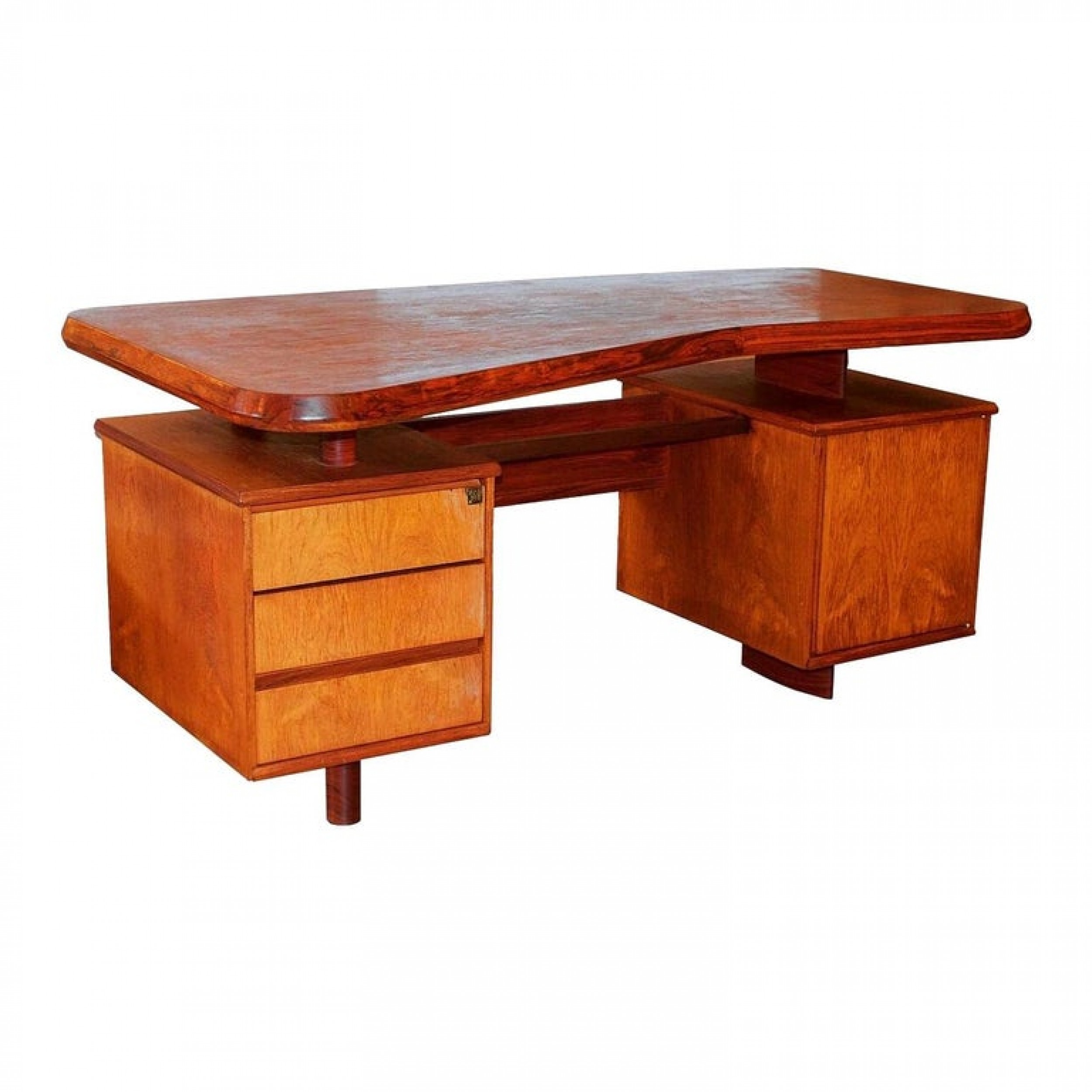 Unique french modern solid rosewood desk pierre chapo 1950s