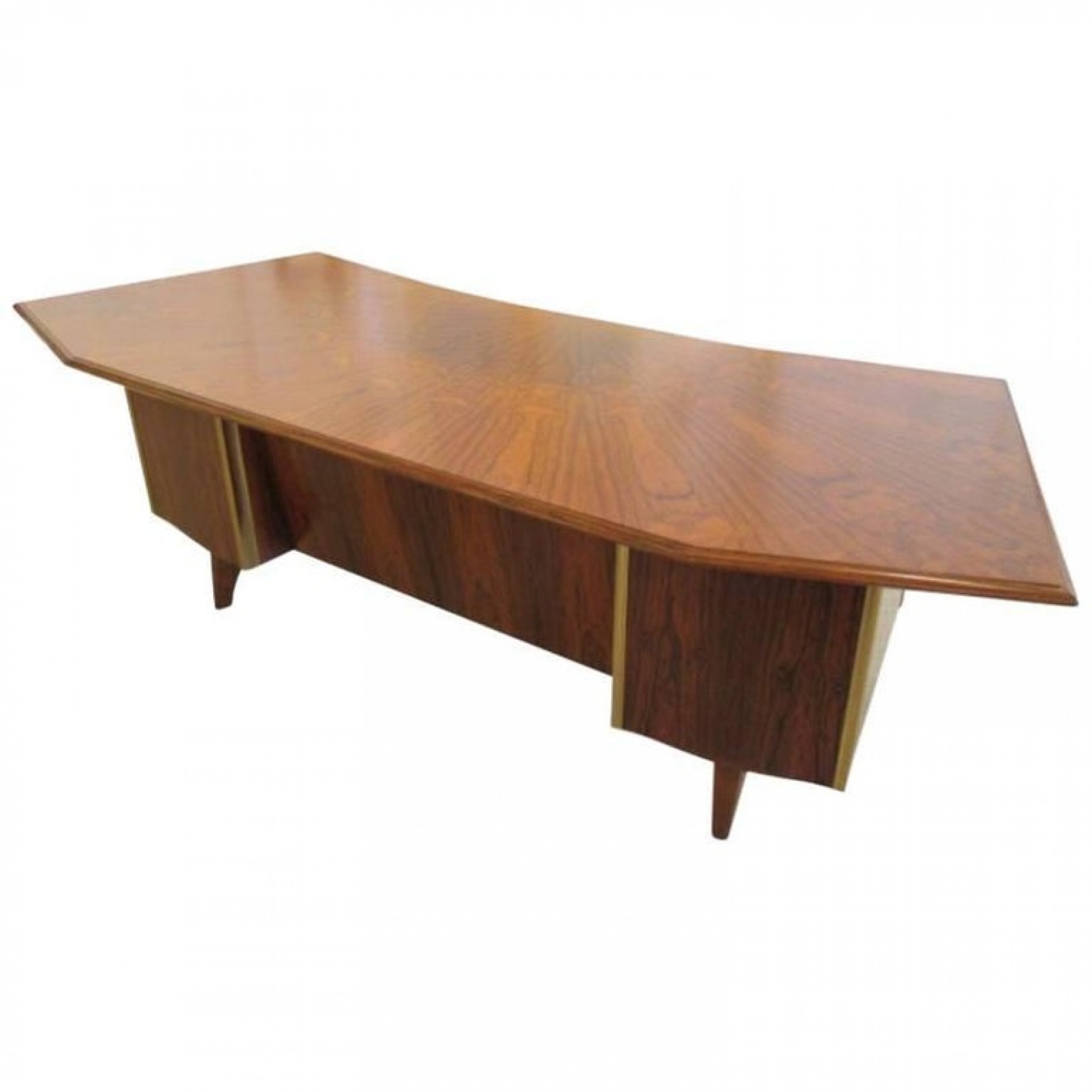 French modern palisander brass leather trimmed executive desk maison raphael
