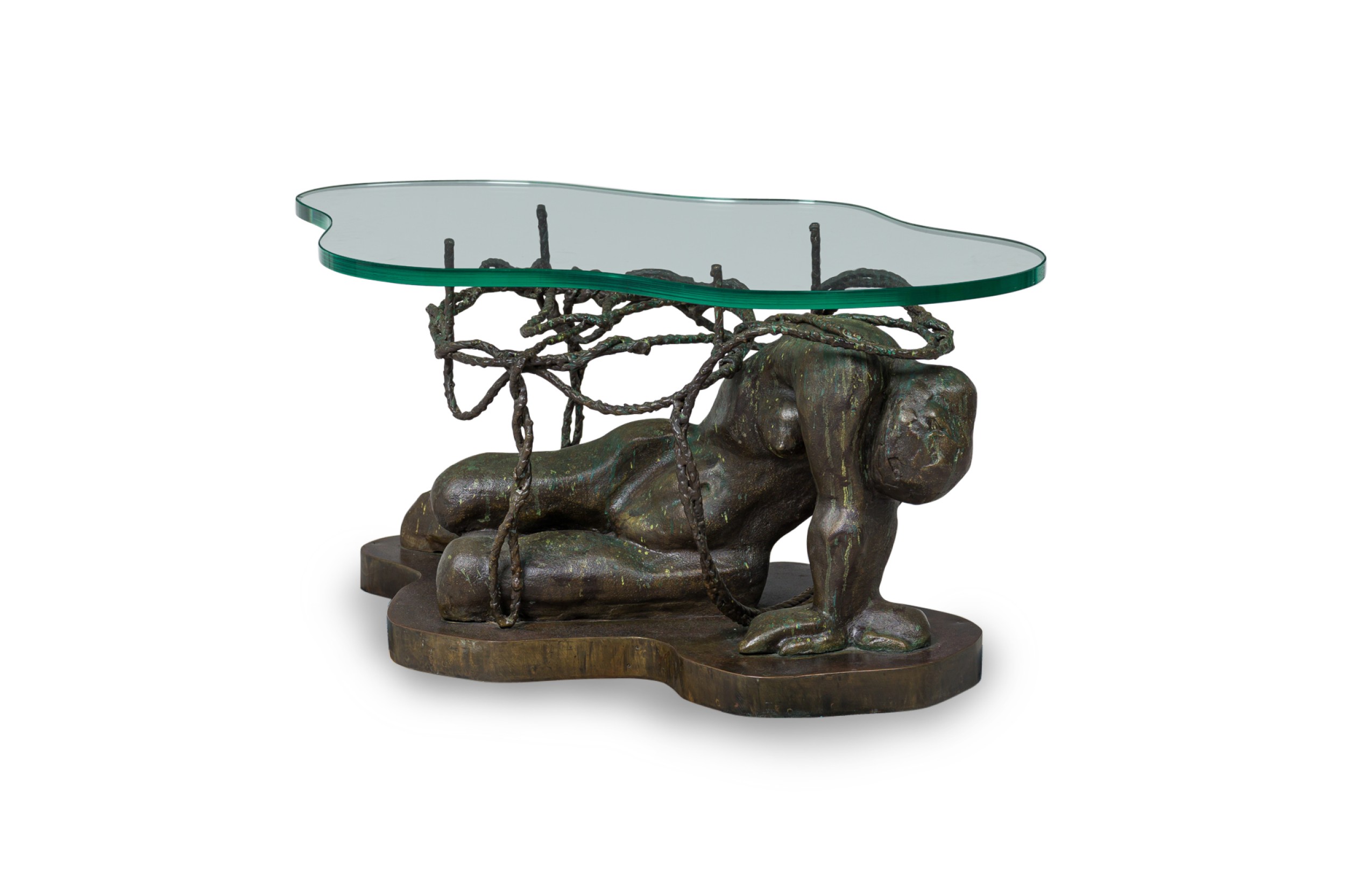 Phillip and kelvin laverne mid century american bronze figural table