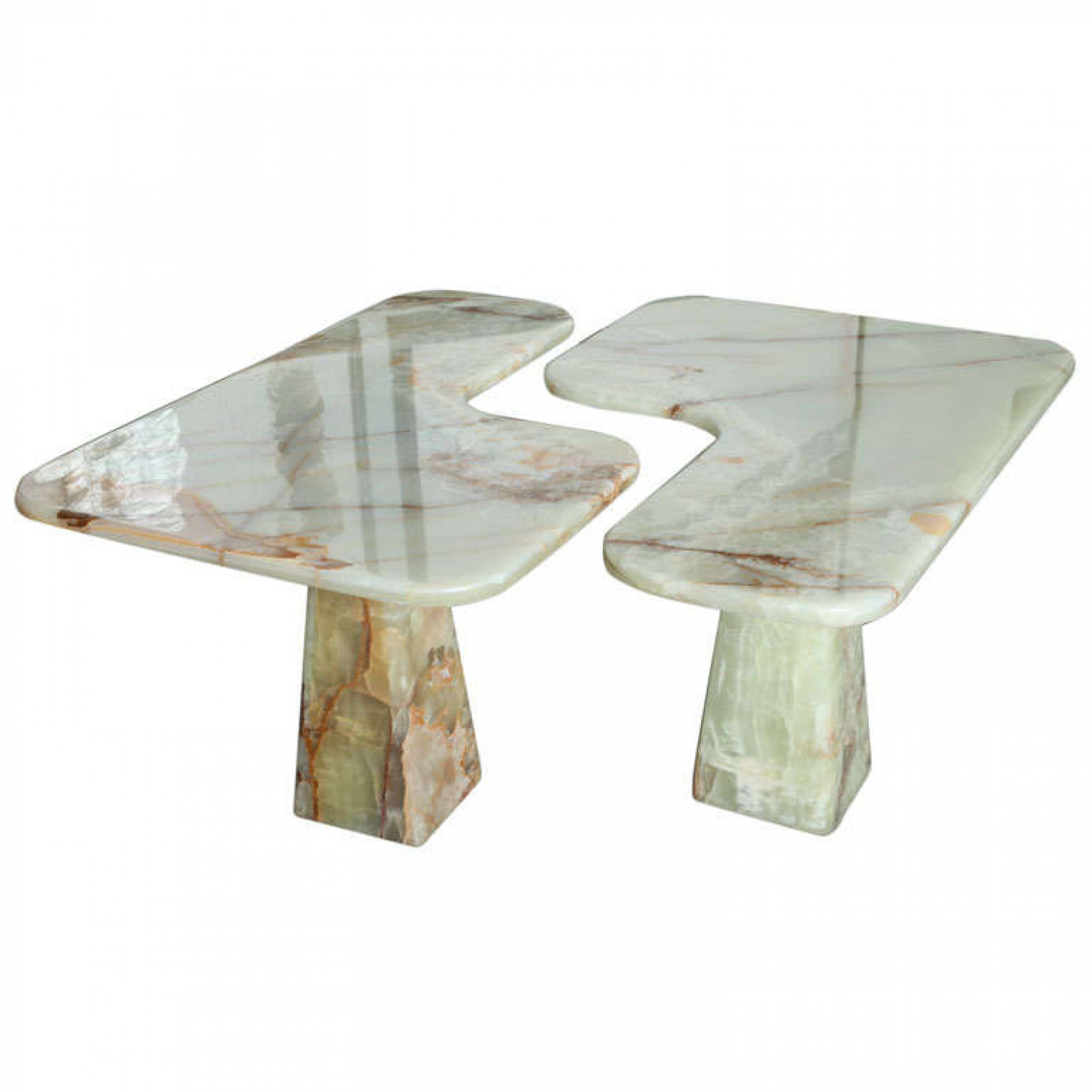 Italian modern onyx center tablepair of corner consoles attributed to borsani