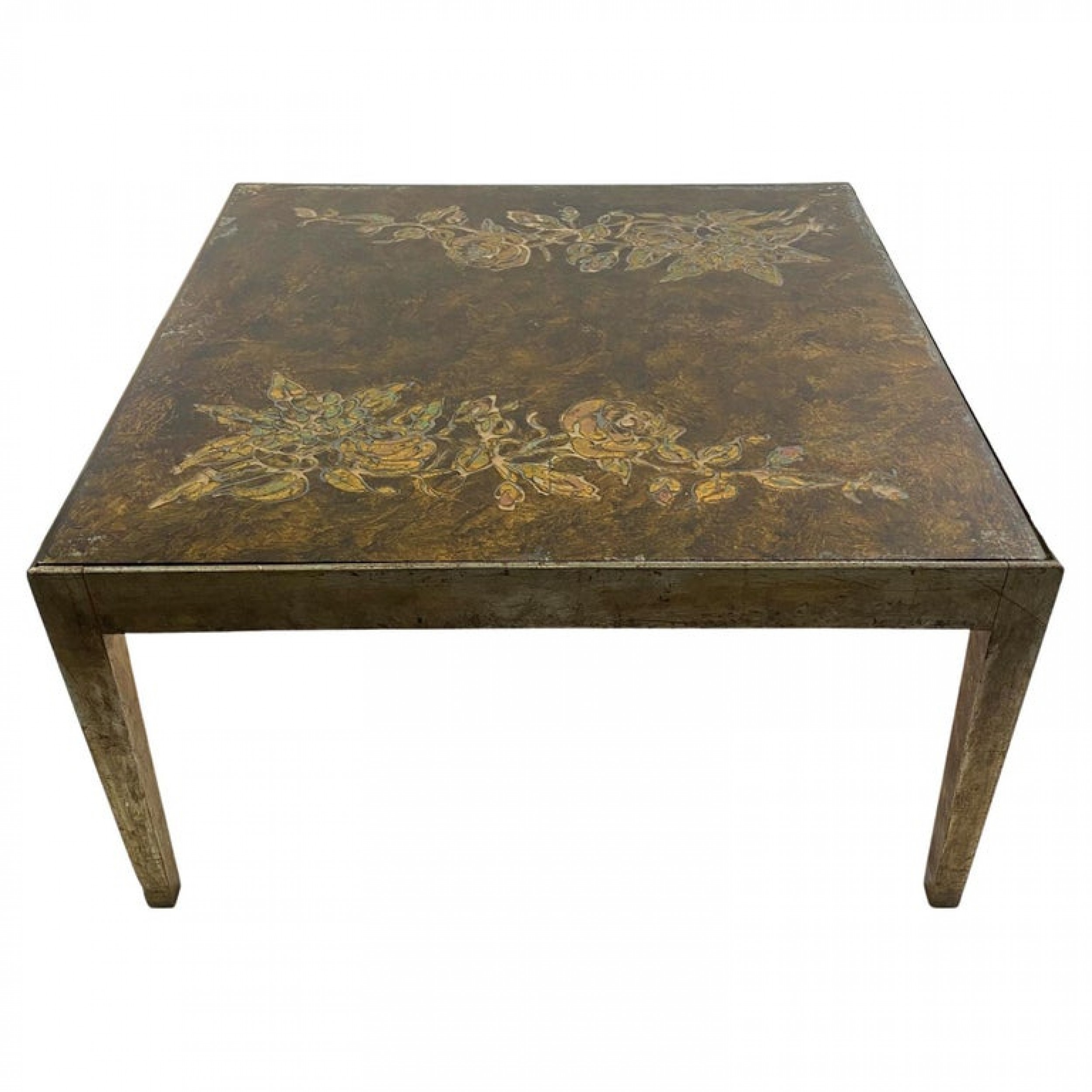 Italian modern silver gilt and eglomise glass coffee table max ingrand