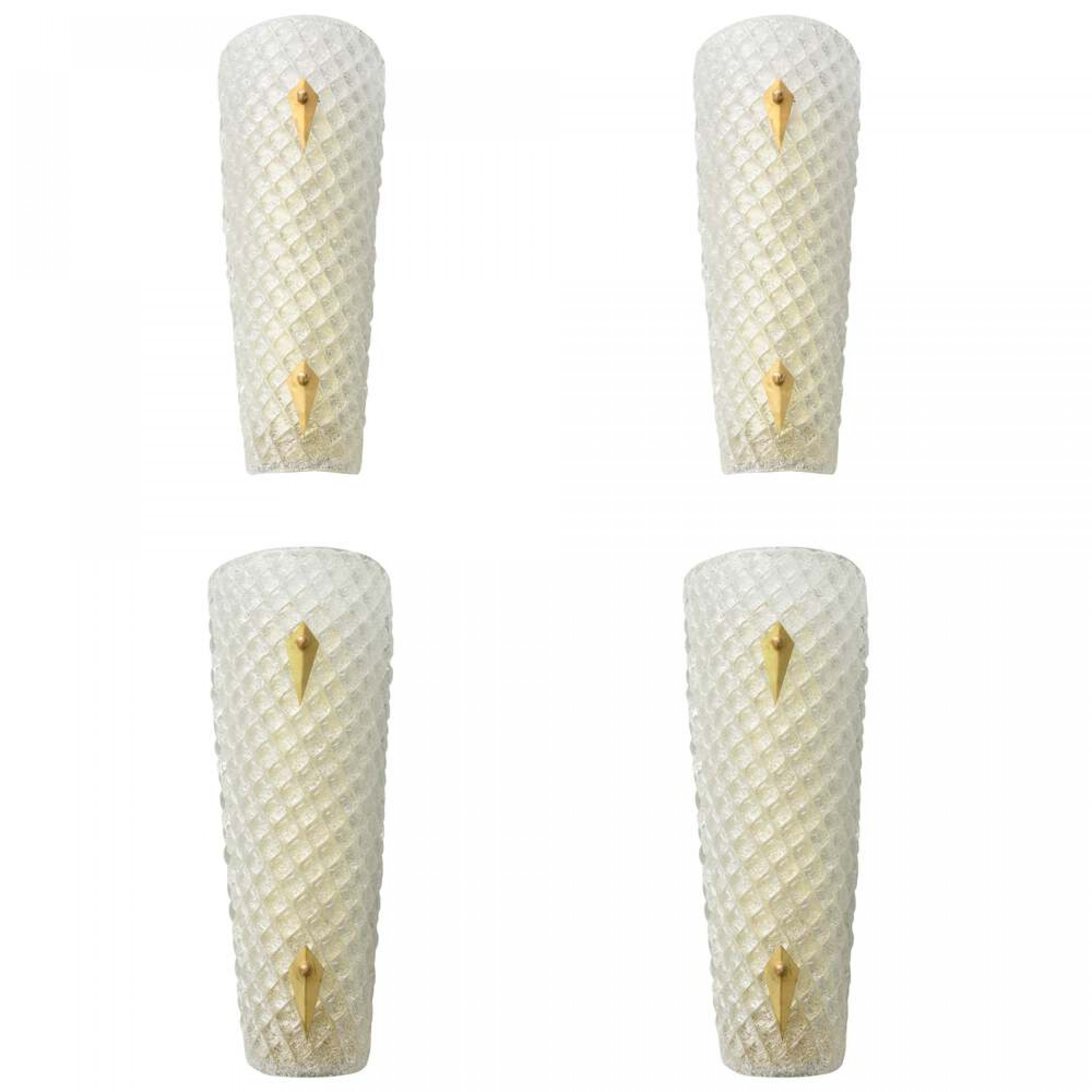 Set of 4 large italian modern barovier and toso wall lights sconces