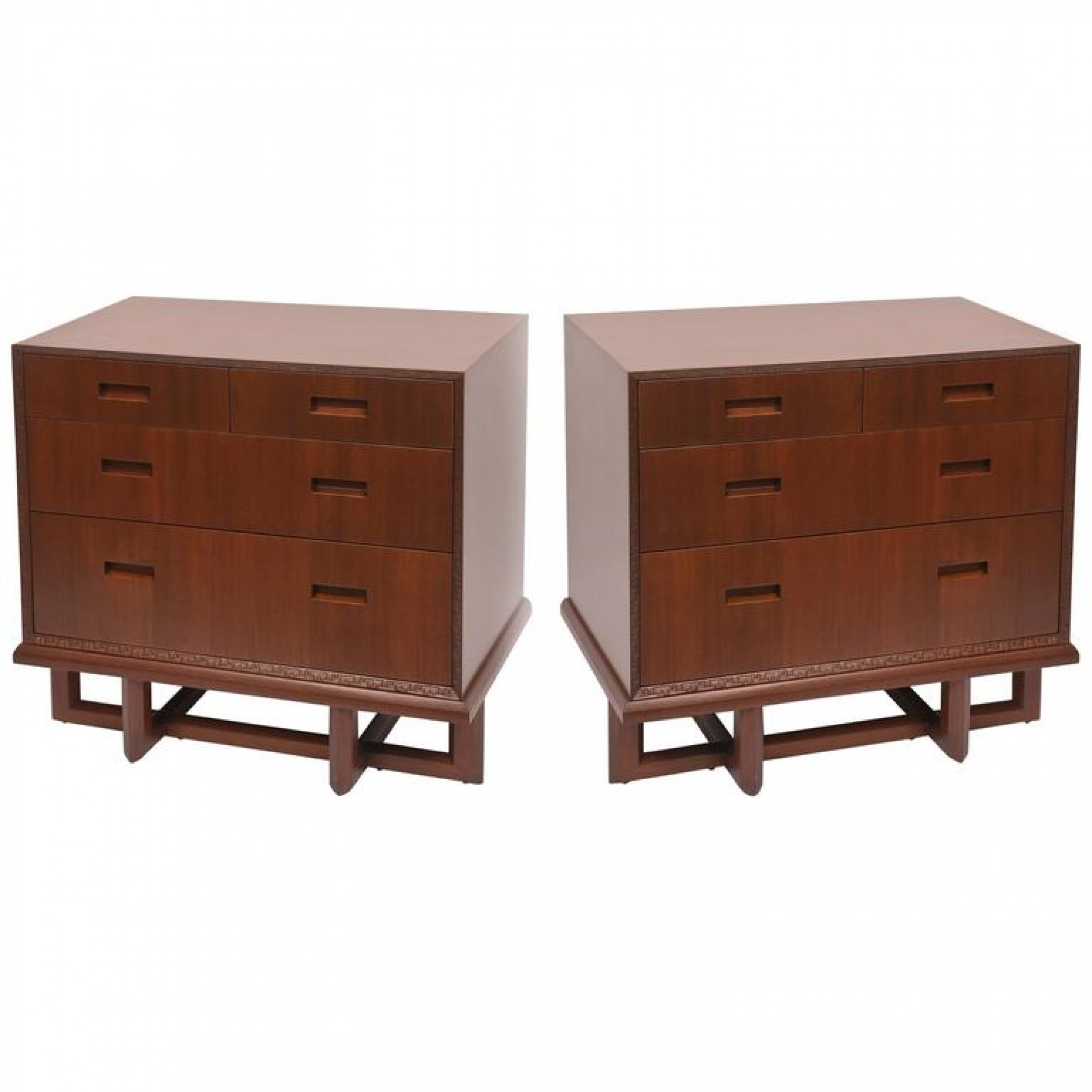 Rare pair of frank lloyd wright mahogany chests taliesin collection