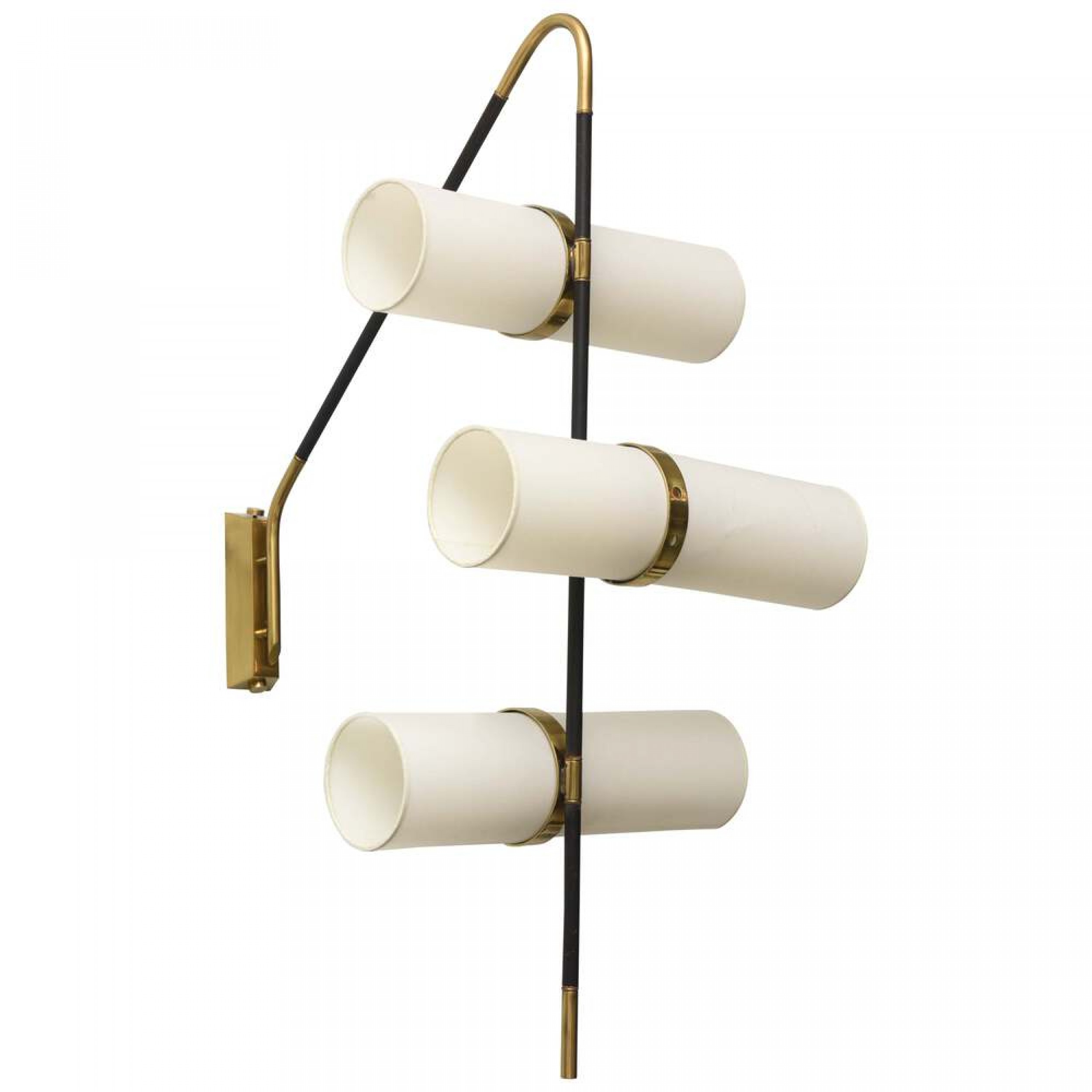 Pair of italian modern brass enameled parchment wall lights sconces reggiani