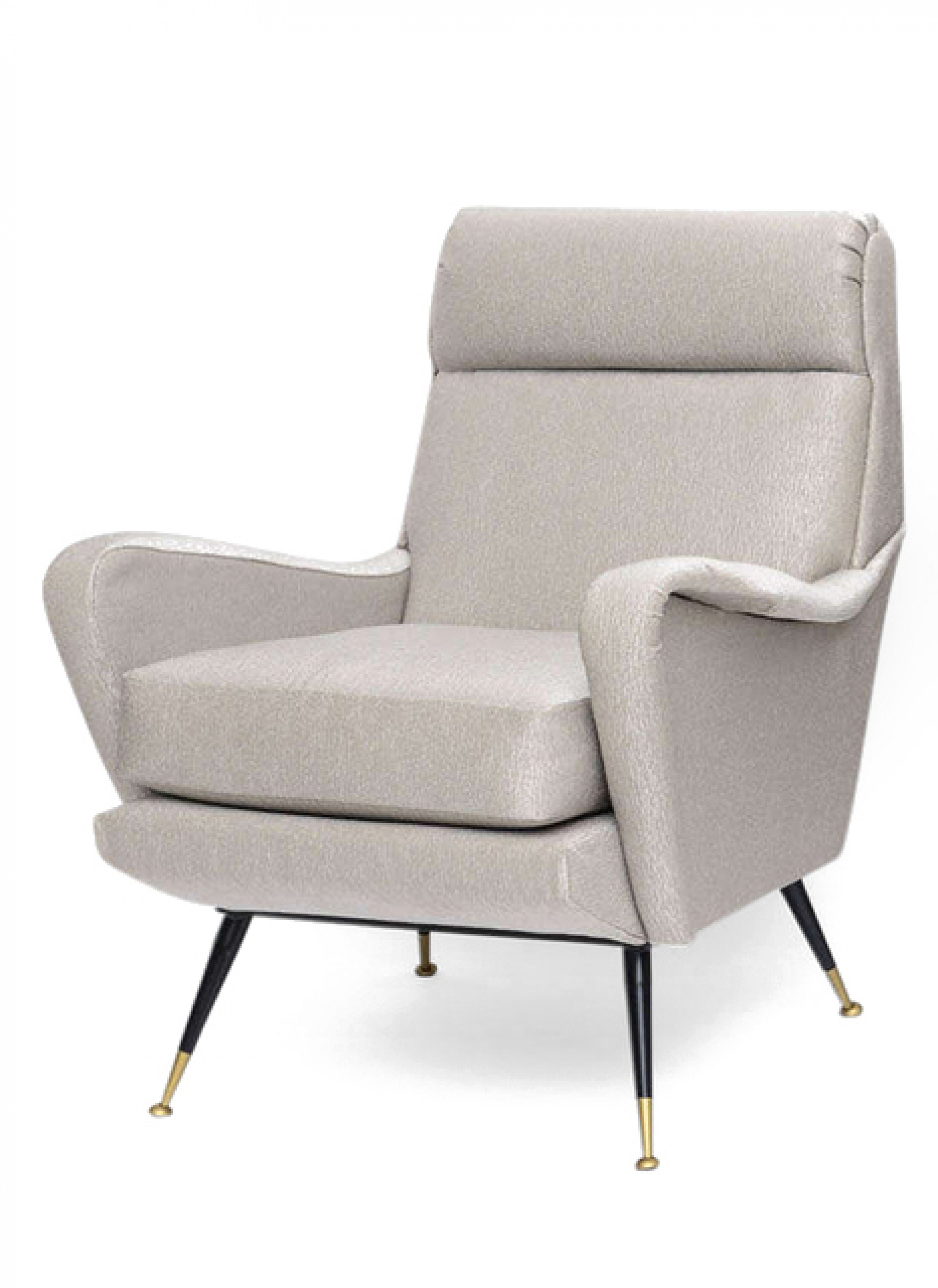 Italian brass enameled upholstered arm chair attributed to carlo de carli