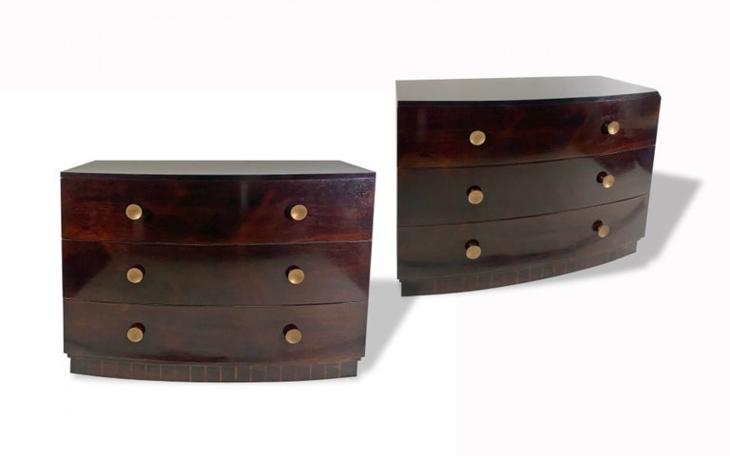 Pair of american modern rosewood three drawer chests gilbert rohde