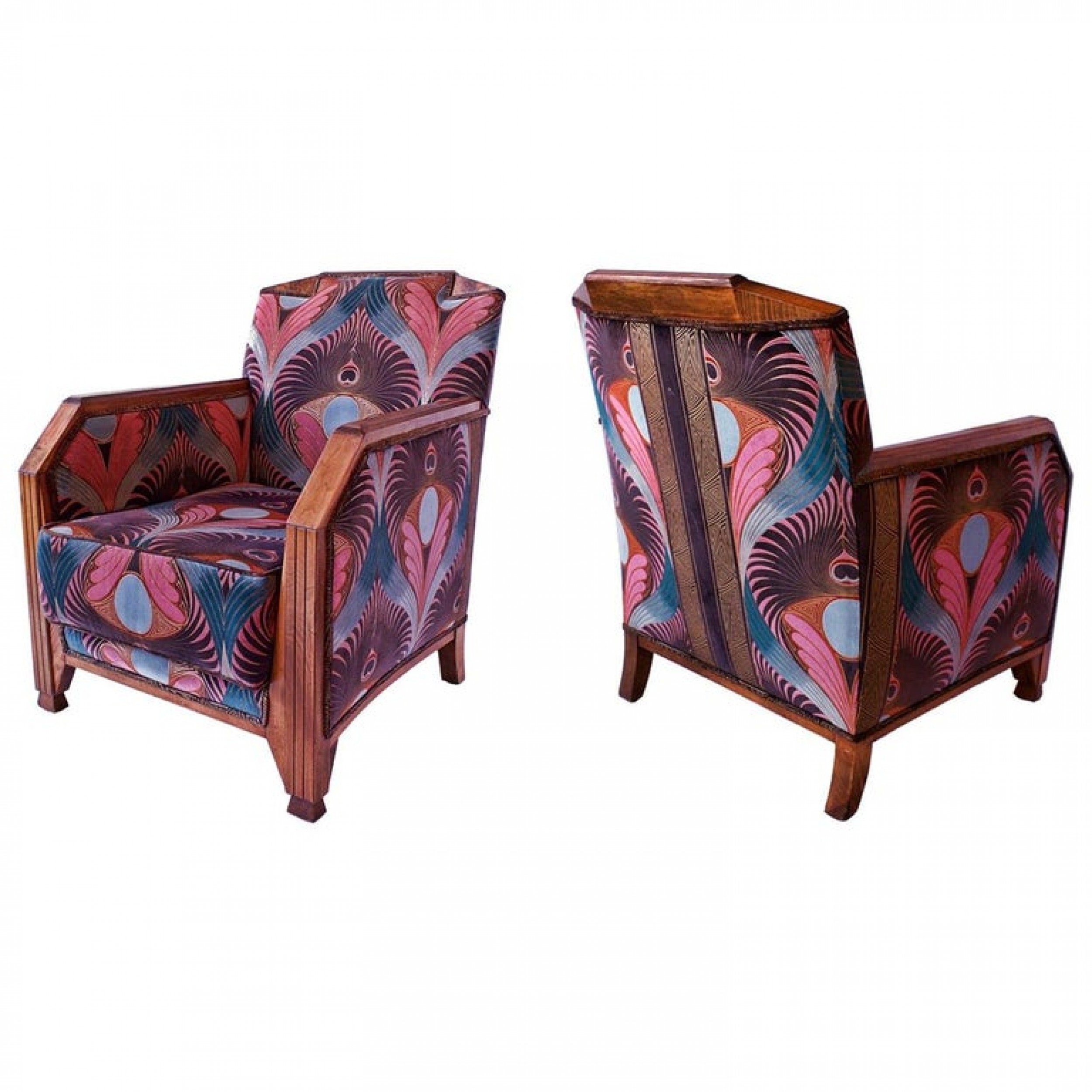 Pair of french late art deco mahogany bergeres club chairs maurice dufrene