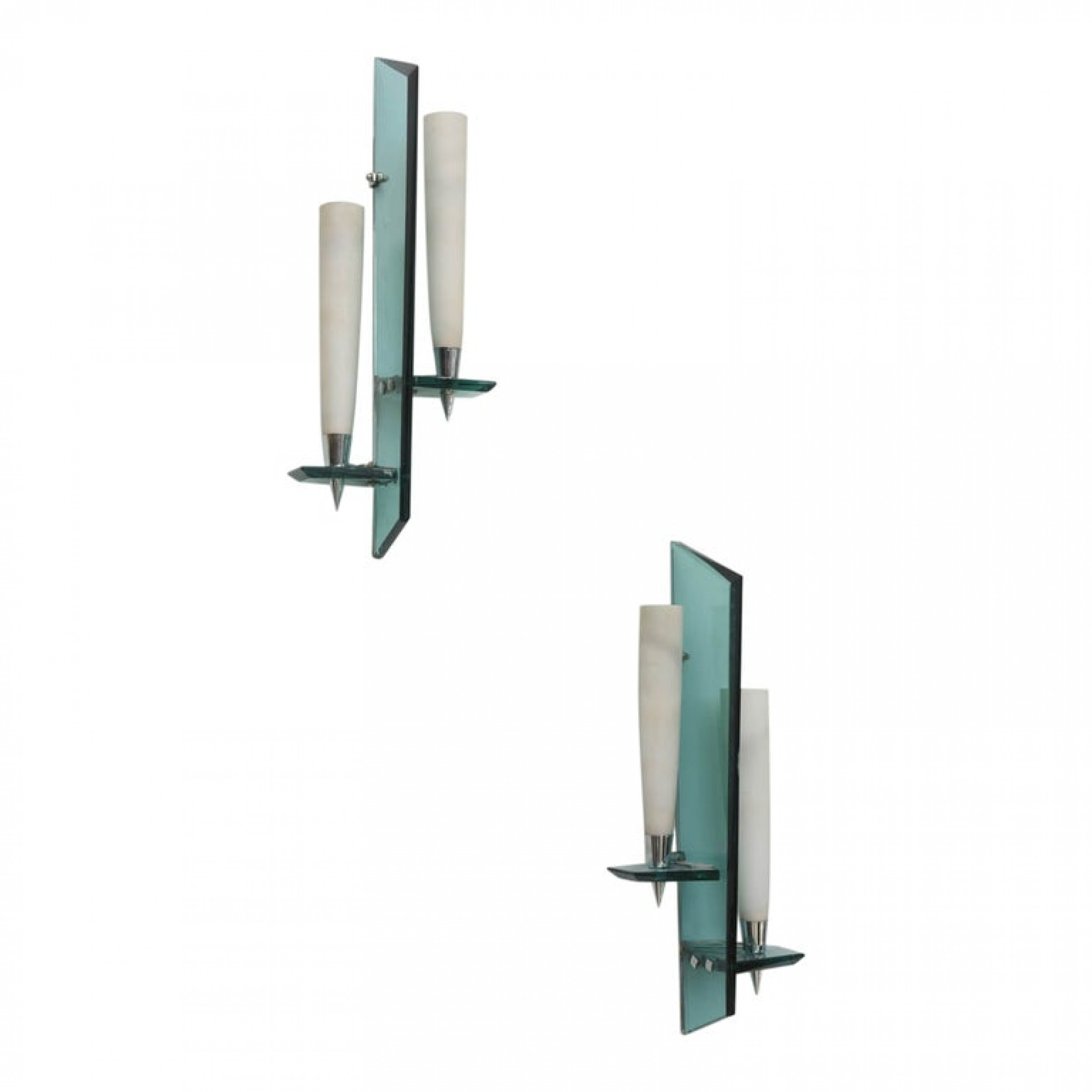 Pair italian modern wall light sconces max ingrand for fontana arte 1950s