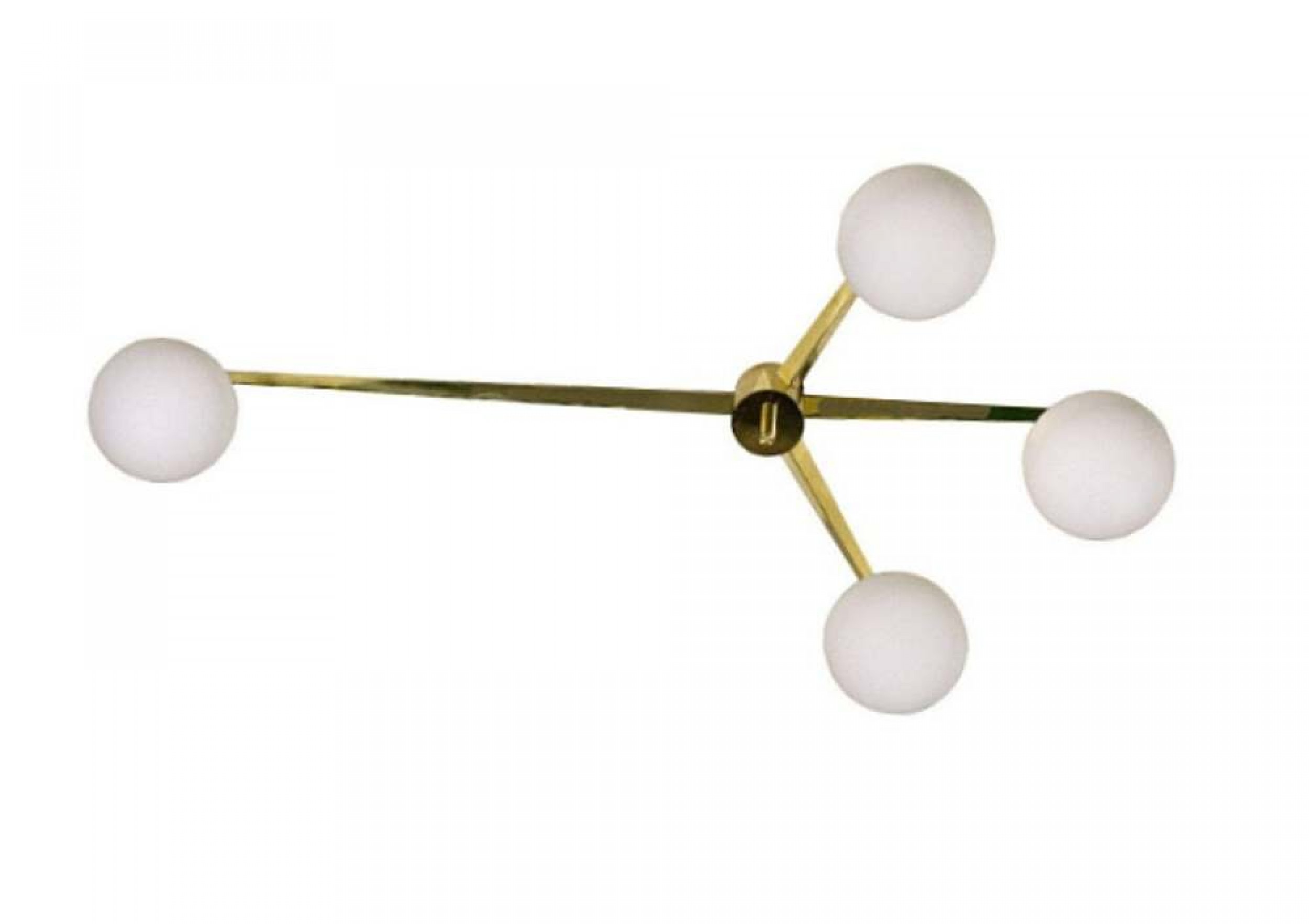 Italian modern brass glass 4 arm chandelier style of angelo lelli 1970s