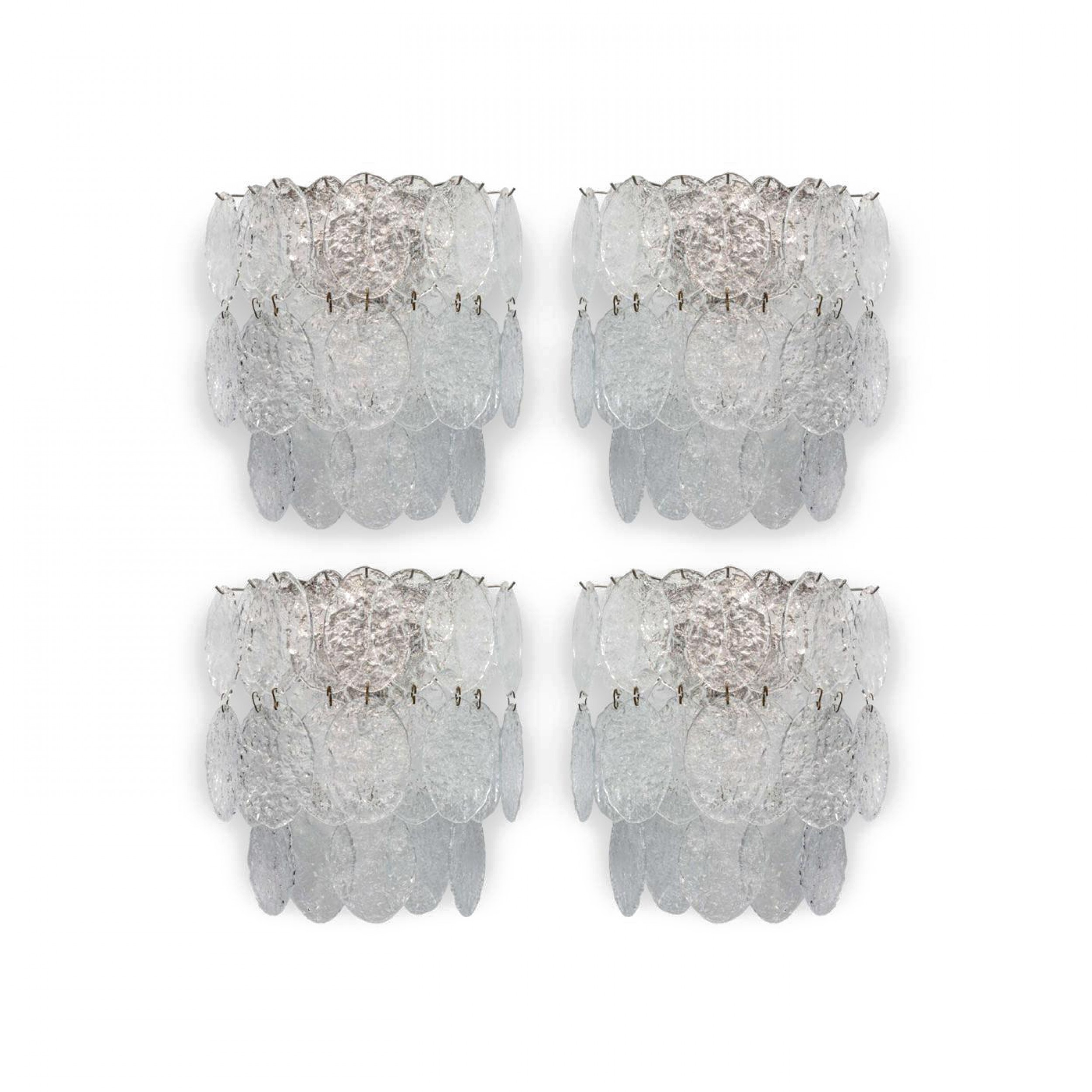 Set of 4 large venini glass wall light sconces italy 1960s