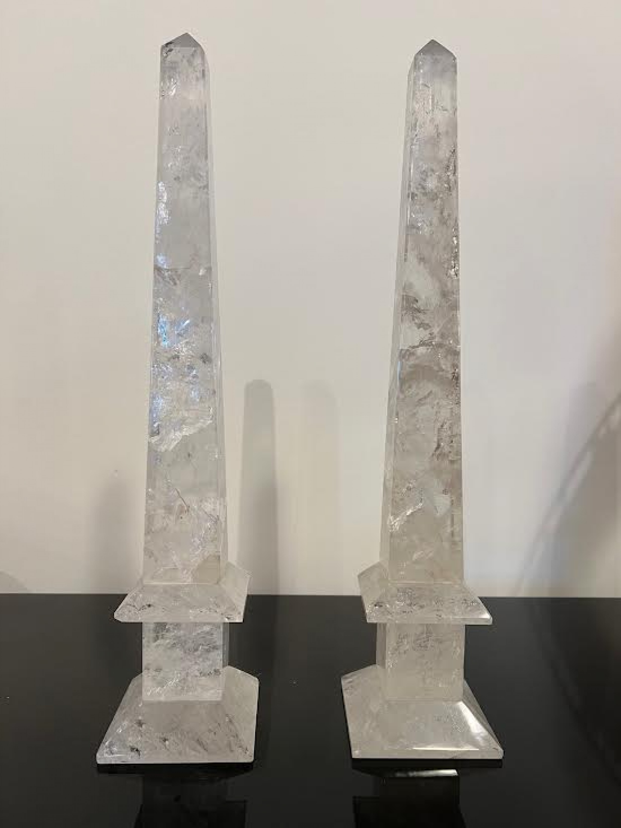 Pair of rock crystal obelisks