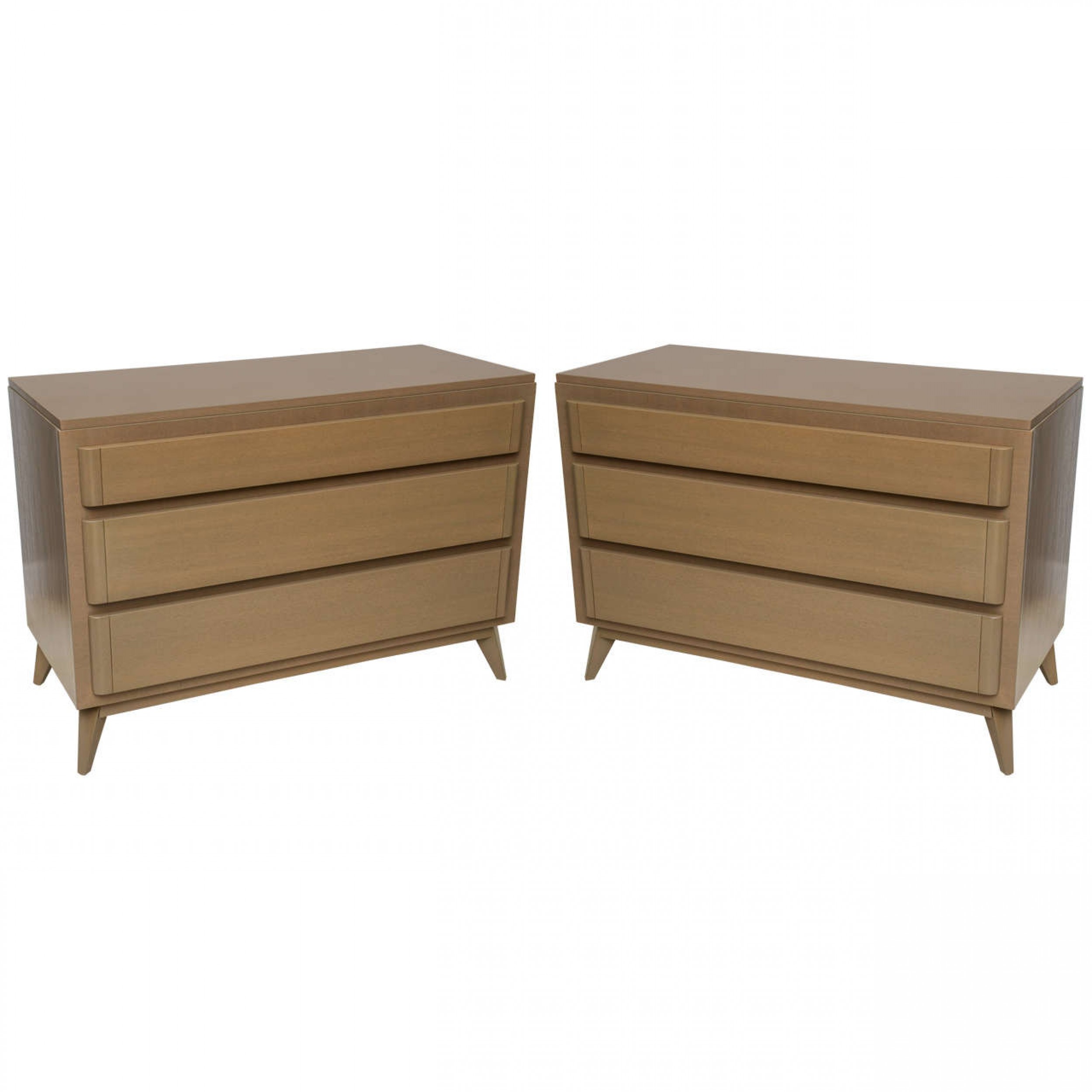 Pair of american modern cerused oak commodes