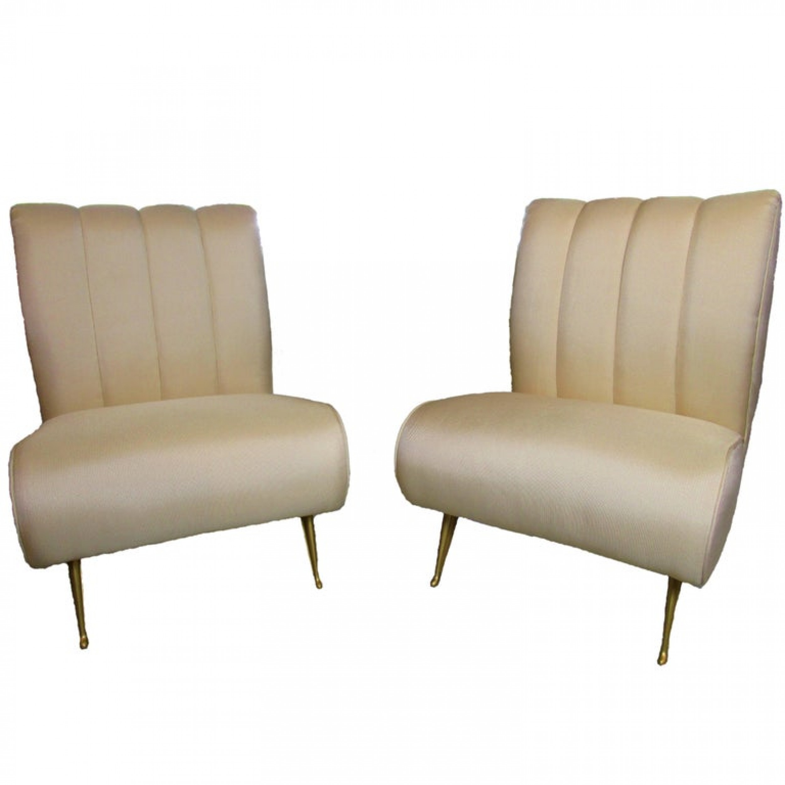 Pair of italian modern slipper chairs isa attributed to gio ponti