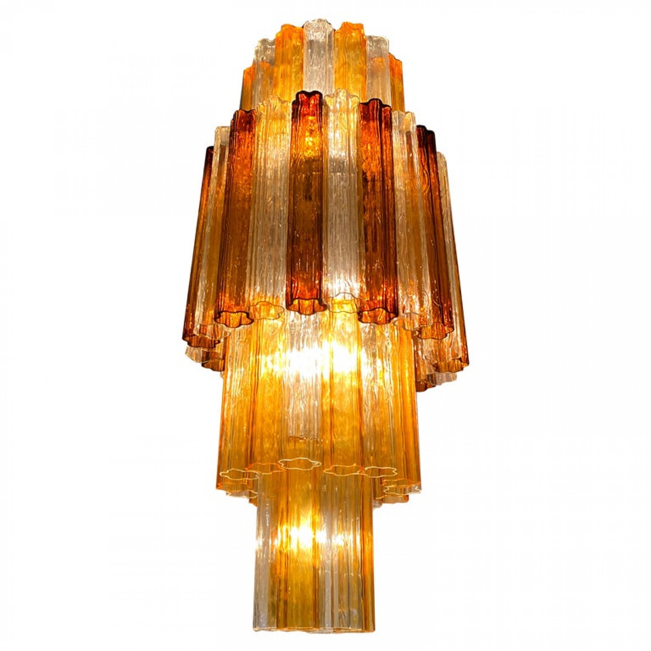 Monumental tri color italian murano tronchi chandelier venini