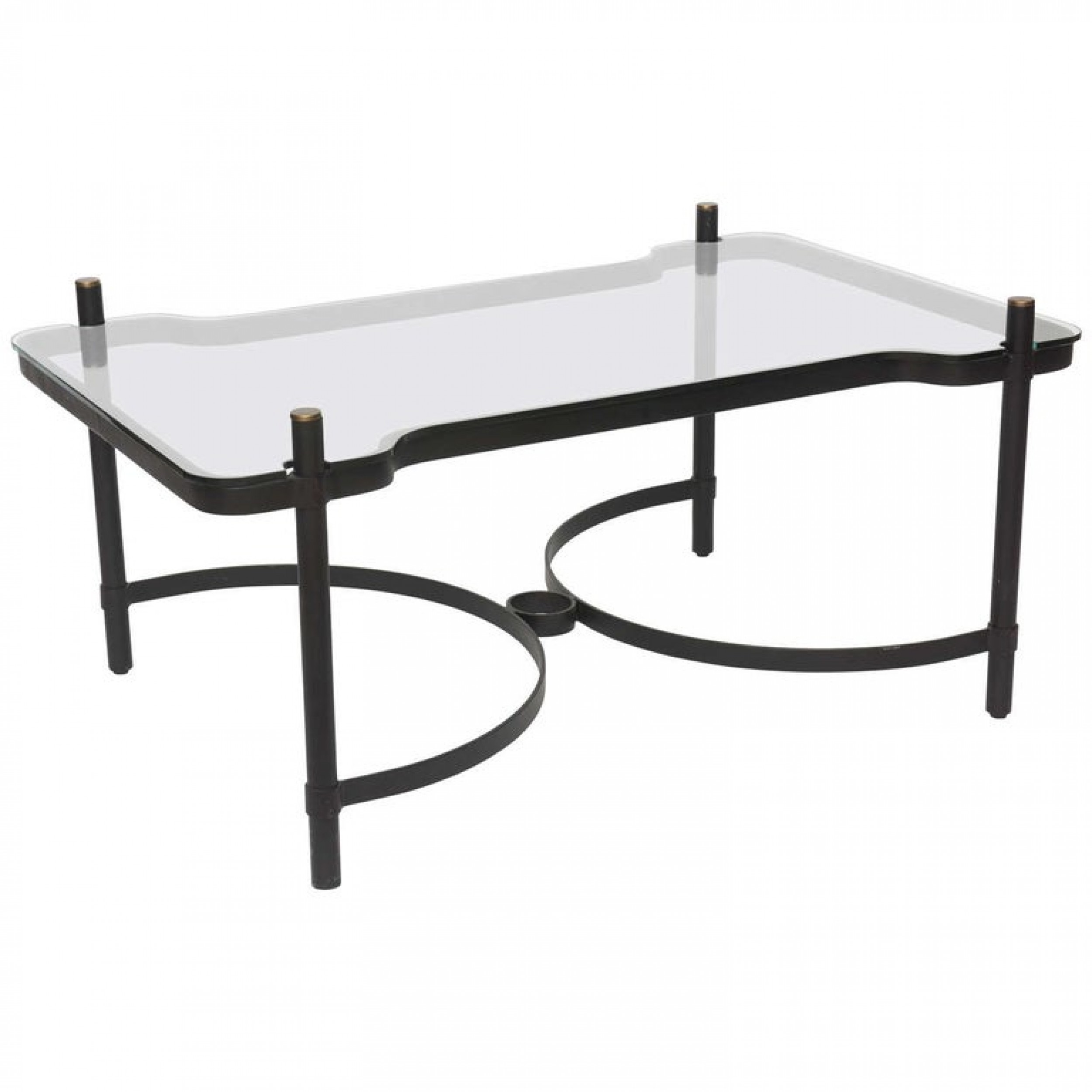 French modern iron brass and glass low table jacques adnet