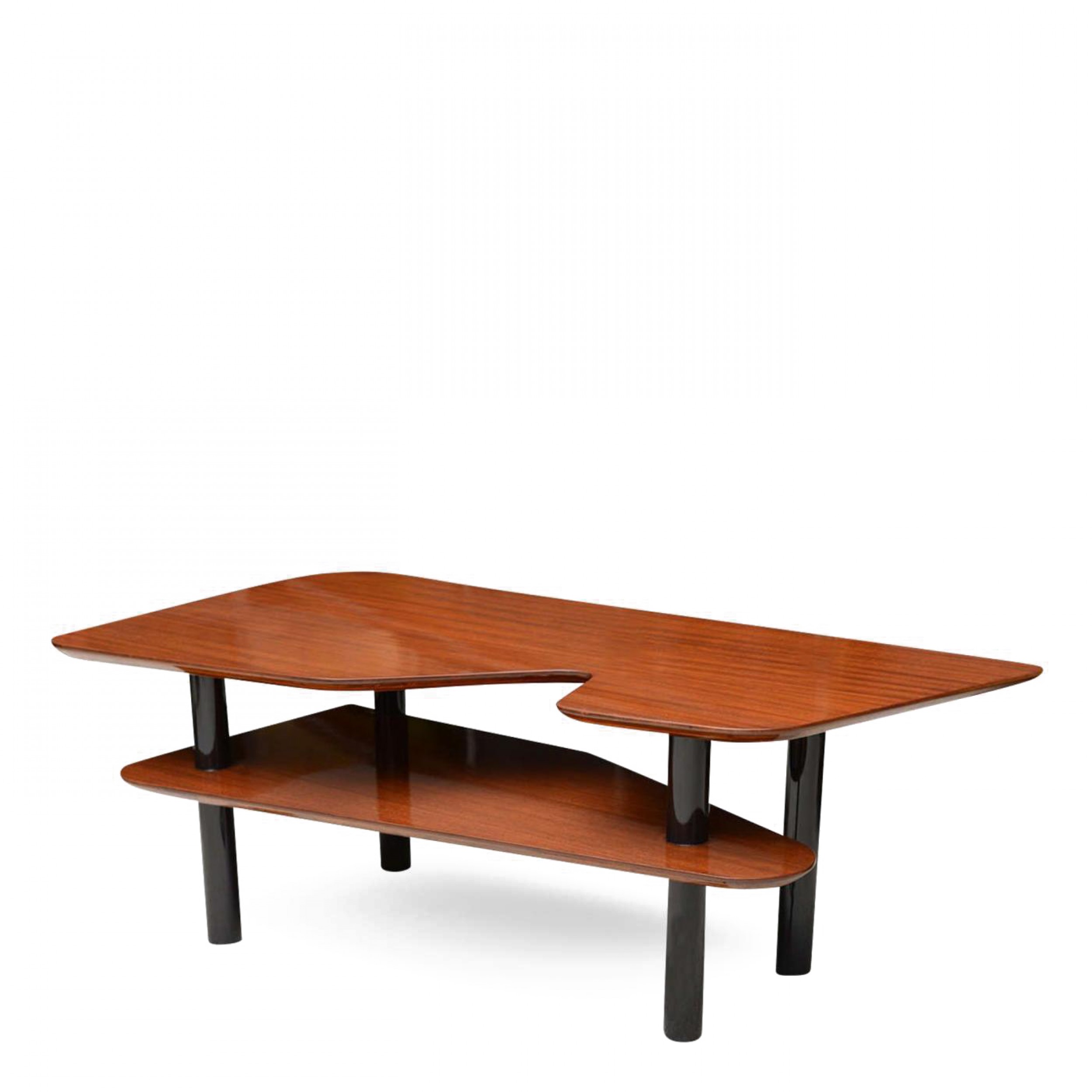 Italian modern mahogany and ebonized low table style of gio ponti