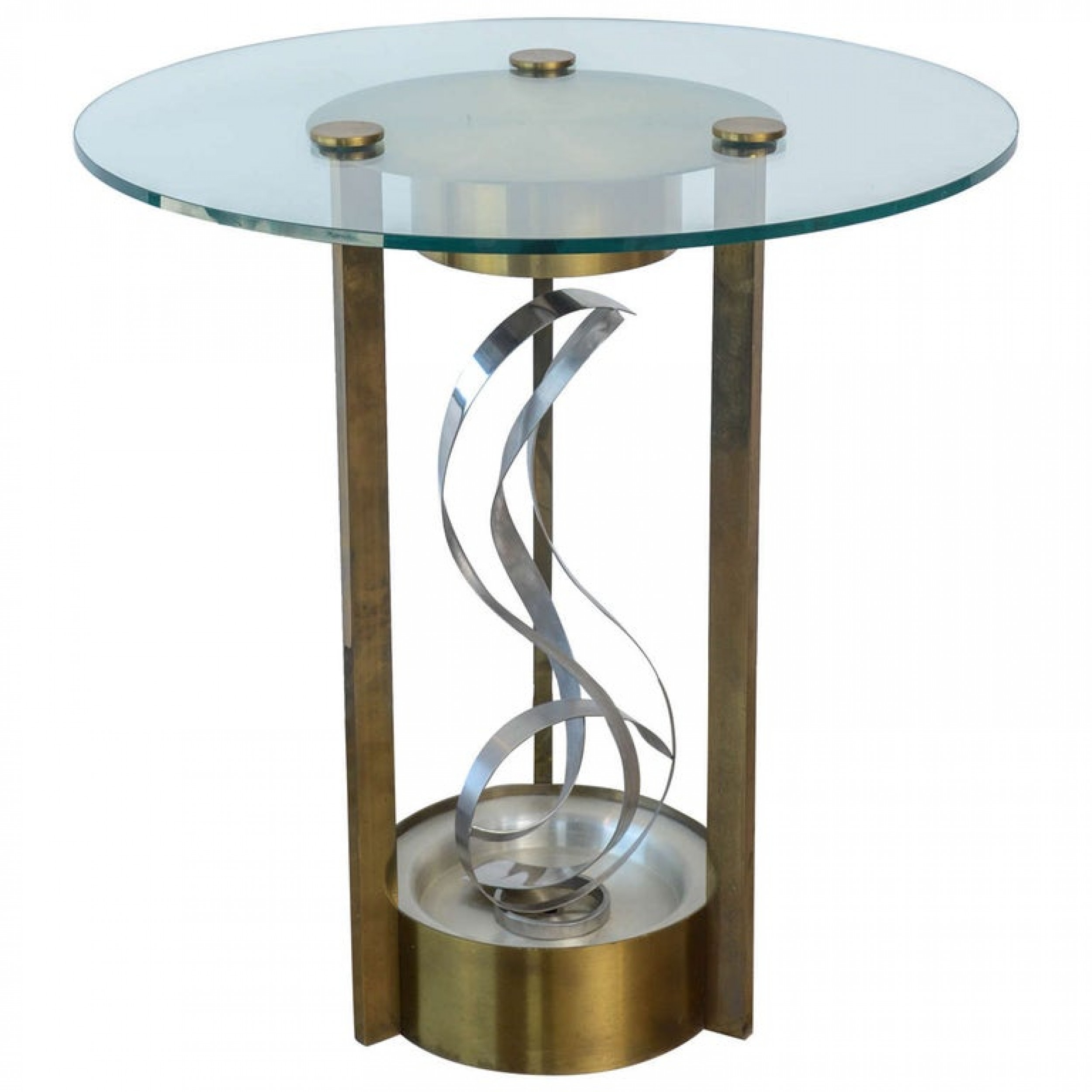 Italian modern chrome brass and glass side table fontana arte 1960s
