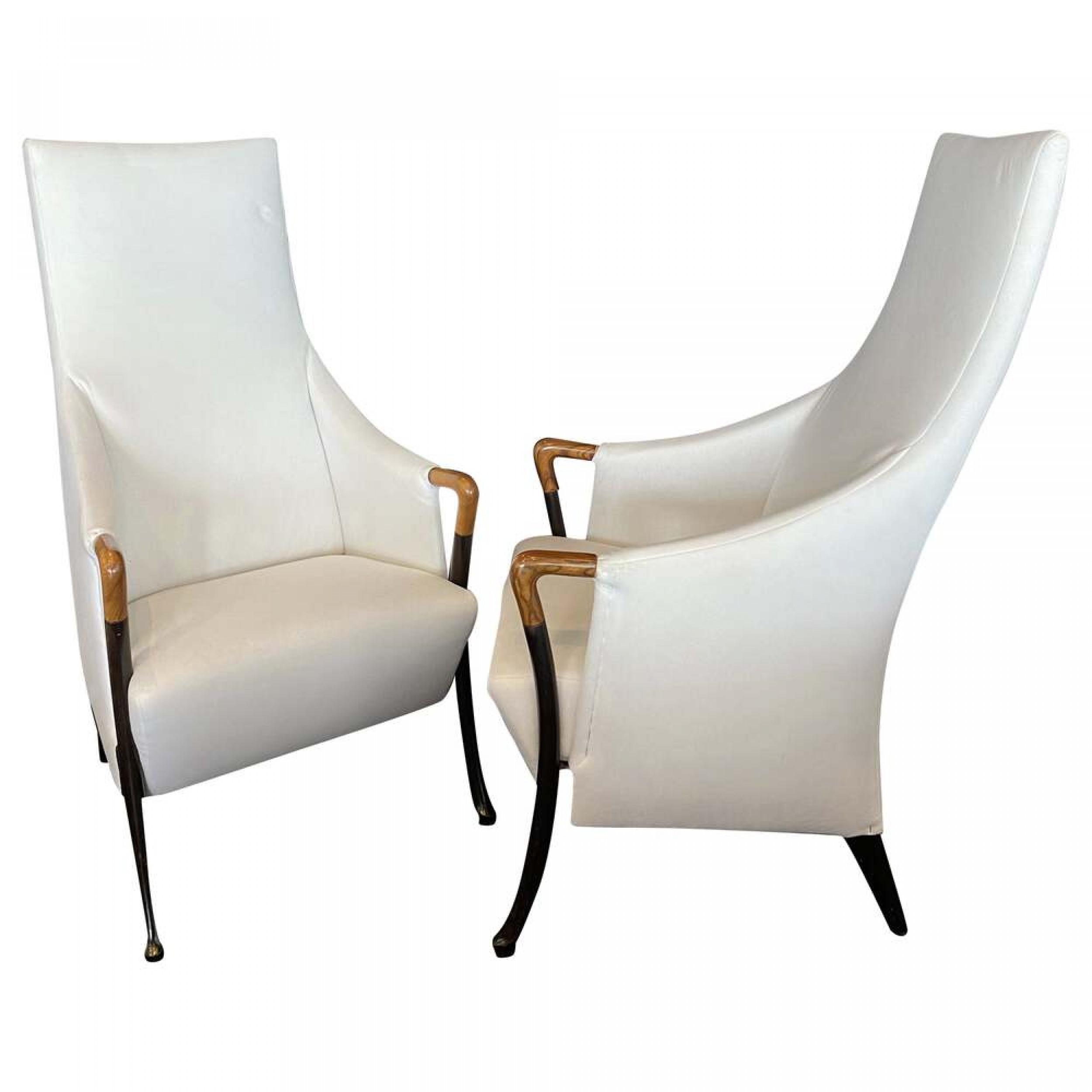Pair of italian modern walnut ebonized club chairs umberto asnago for giorgetti