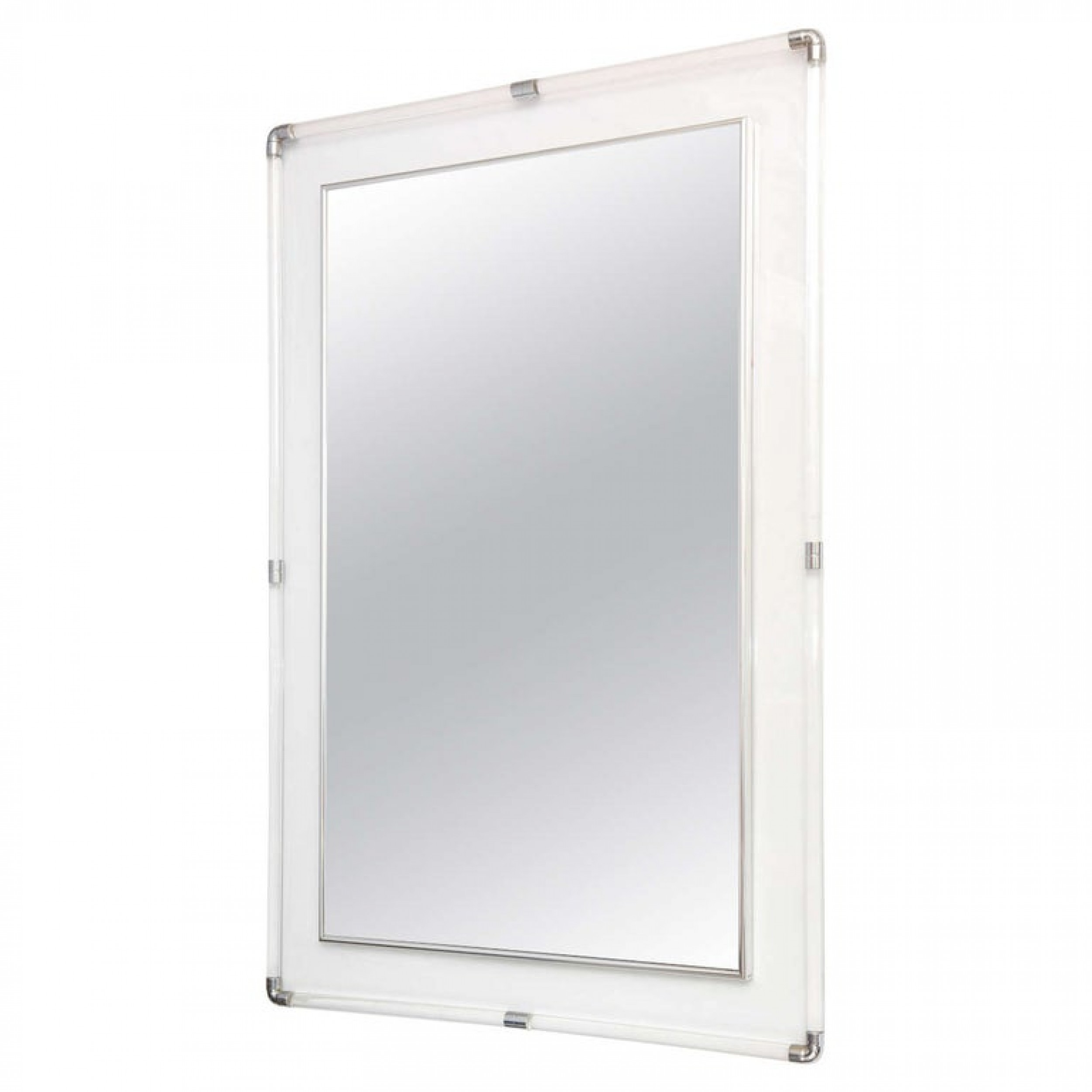 Large american modern lucite and polished chrome mirror by charles hollis jones