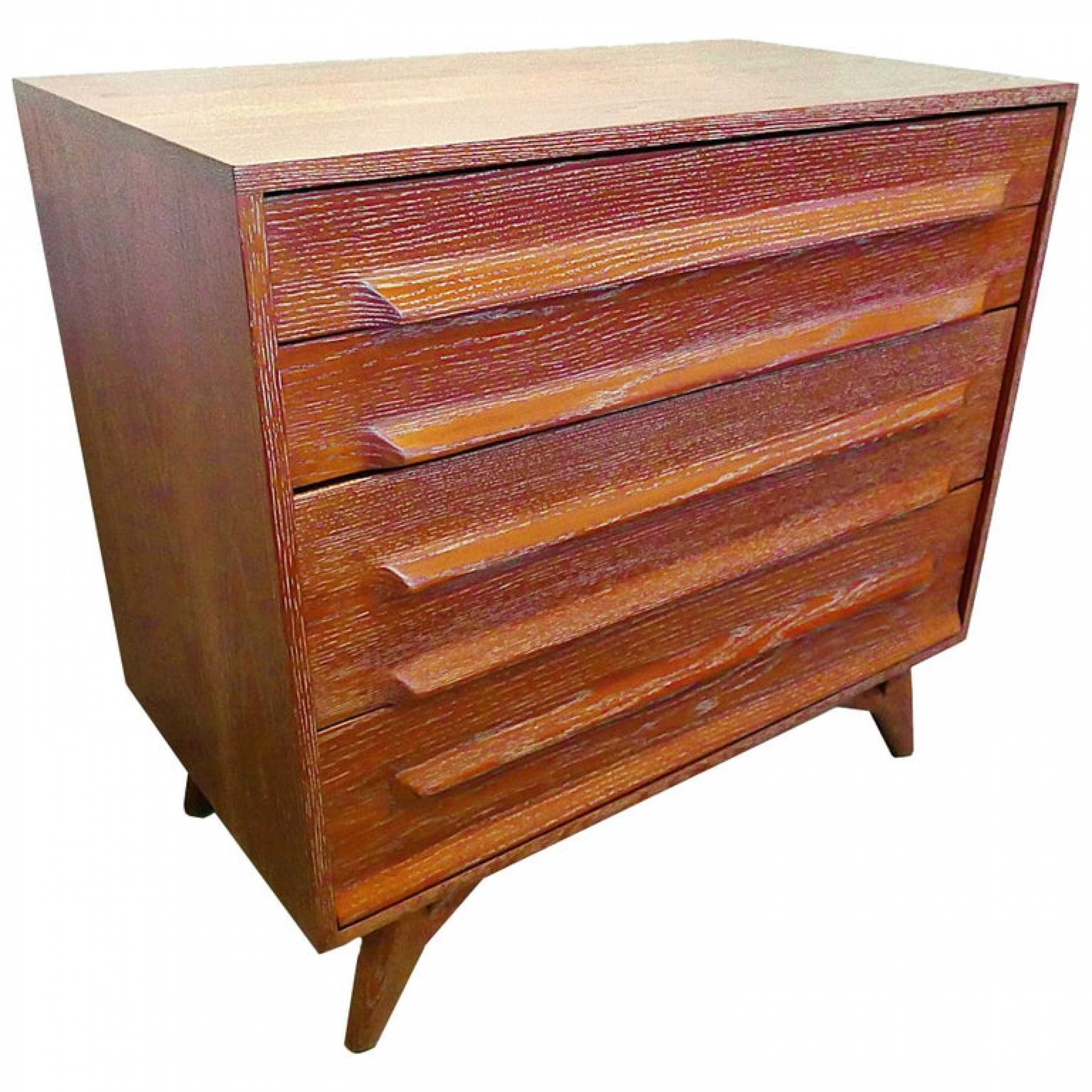 American modern cerused oak five drawer chest 1950s