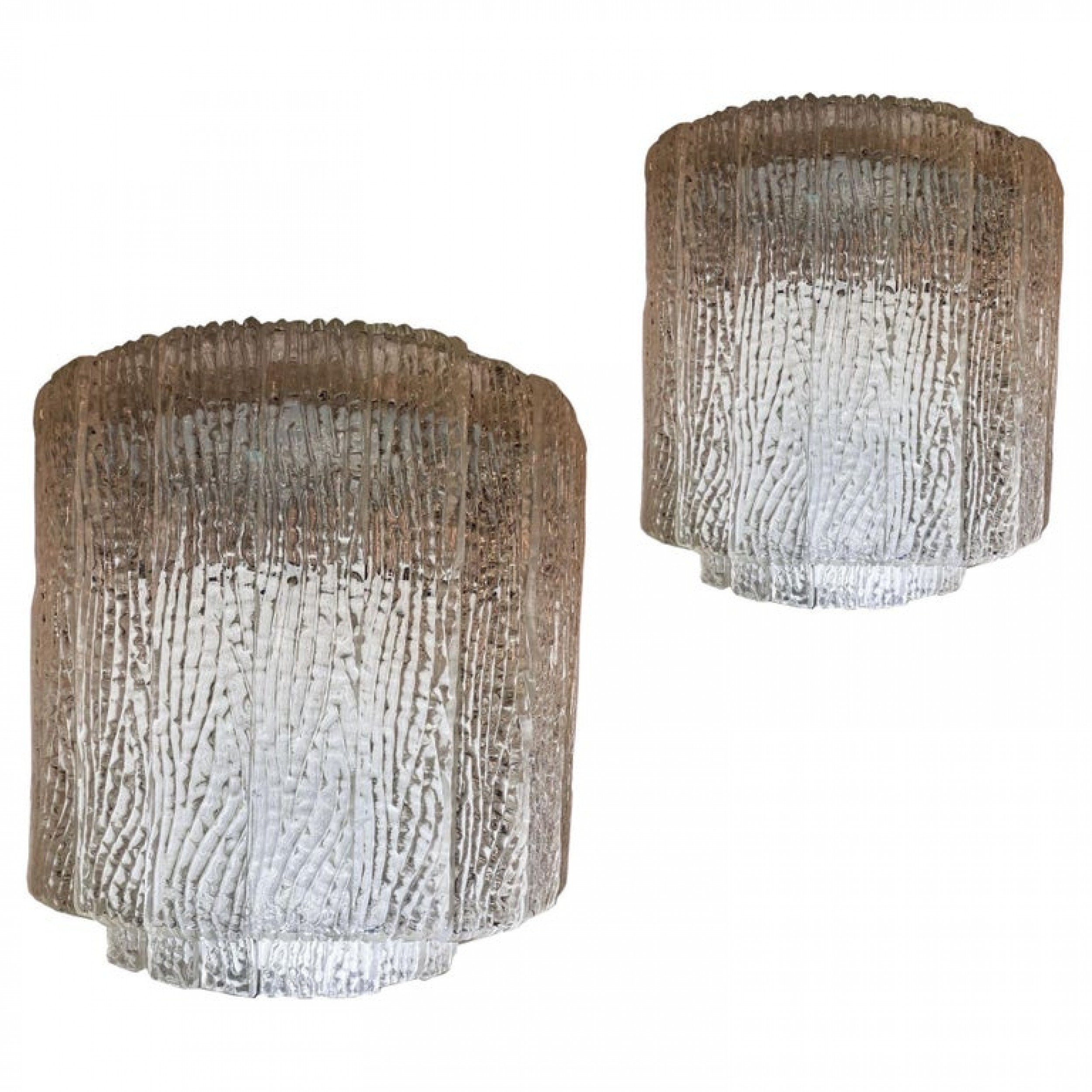 Pair of italian modern handblown glass wall lights sconces venini