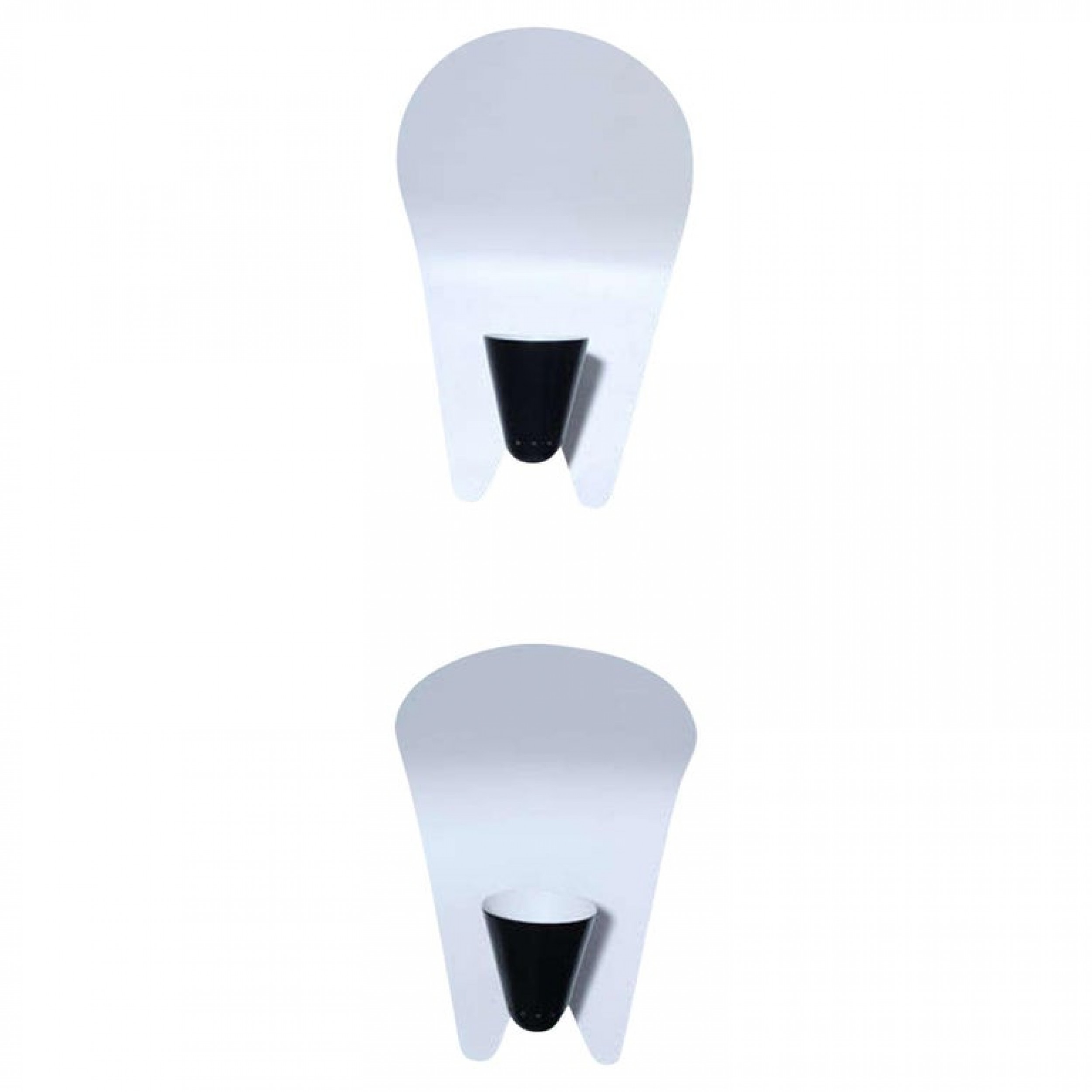 Pair of italian modern black and white enameled reflector wall lights sconces