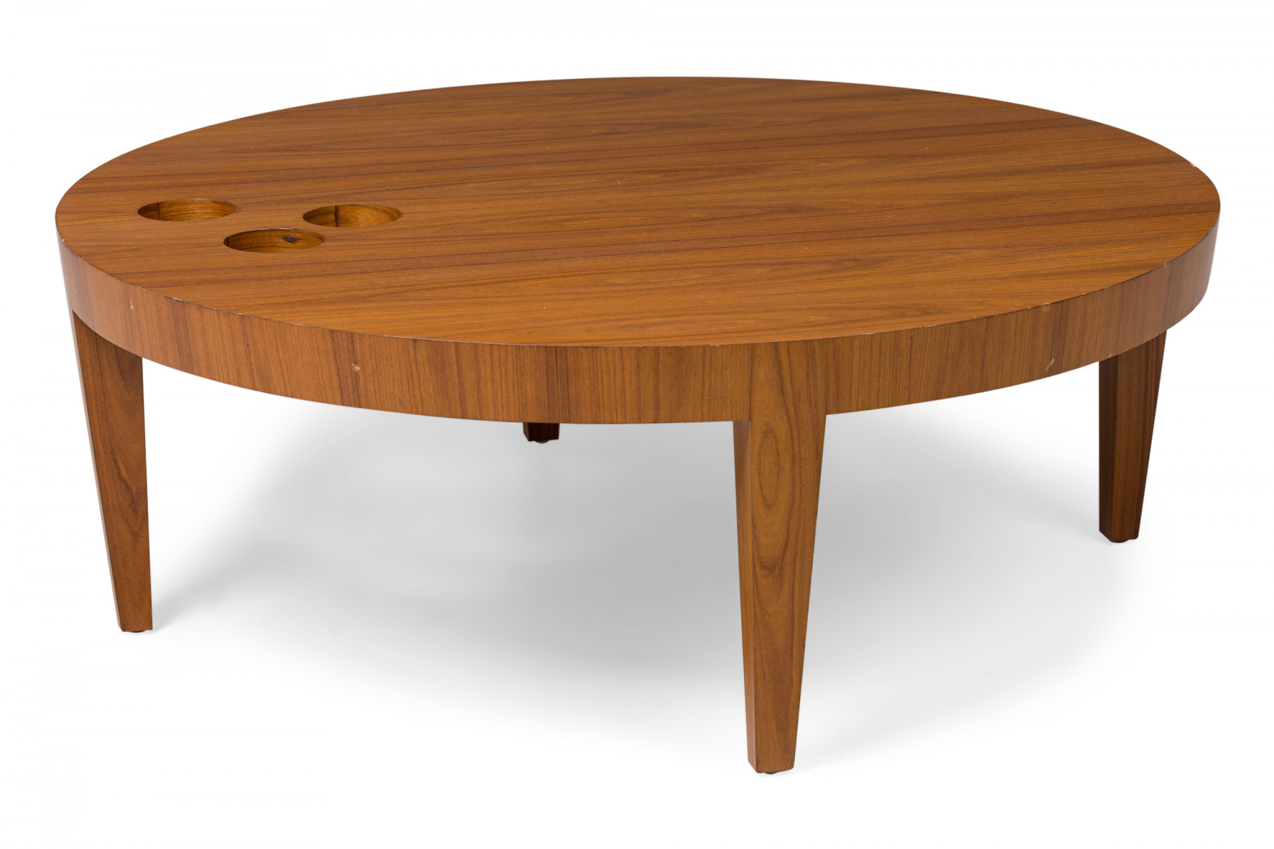 Antonio fortuna contemporary american walnut circular coffee table with round cutouts