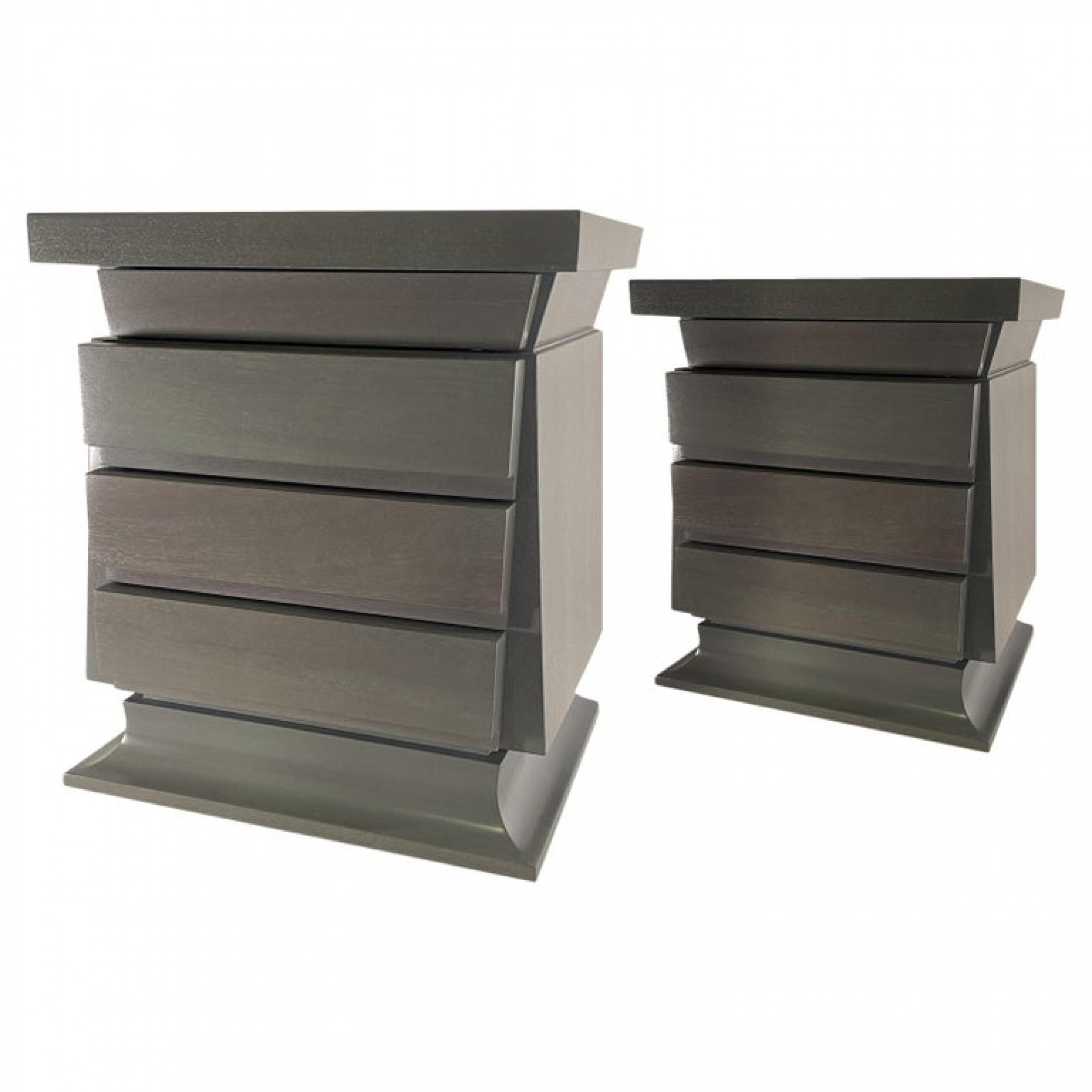 Pair of american modern cerused gray nightstands harold schwartz for romweber