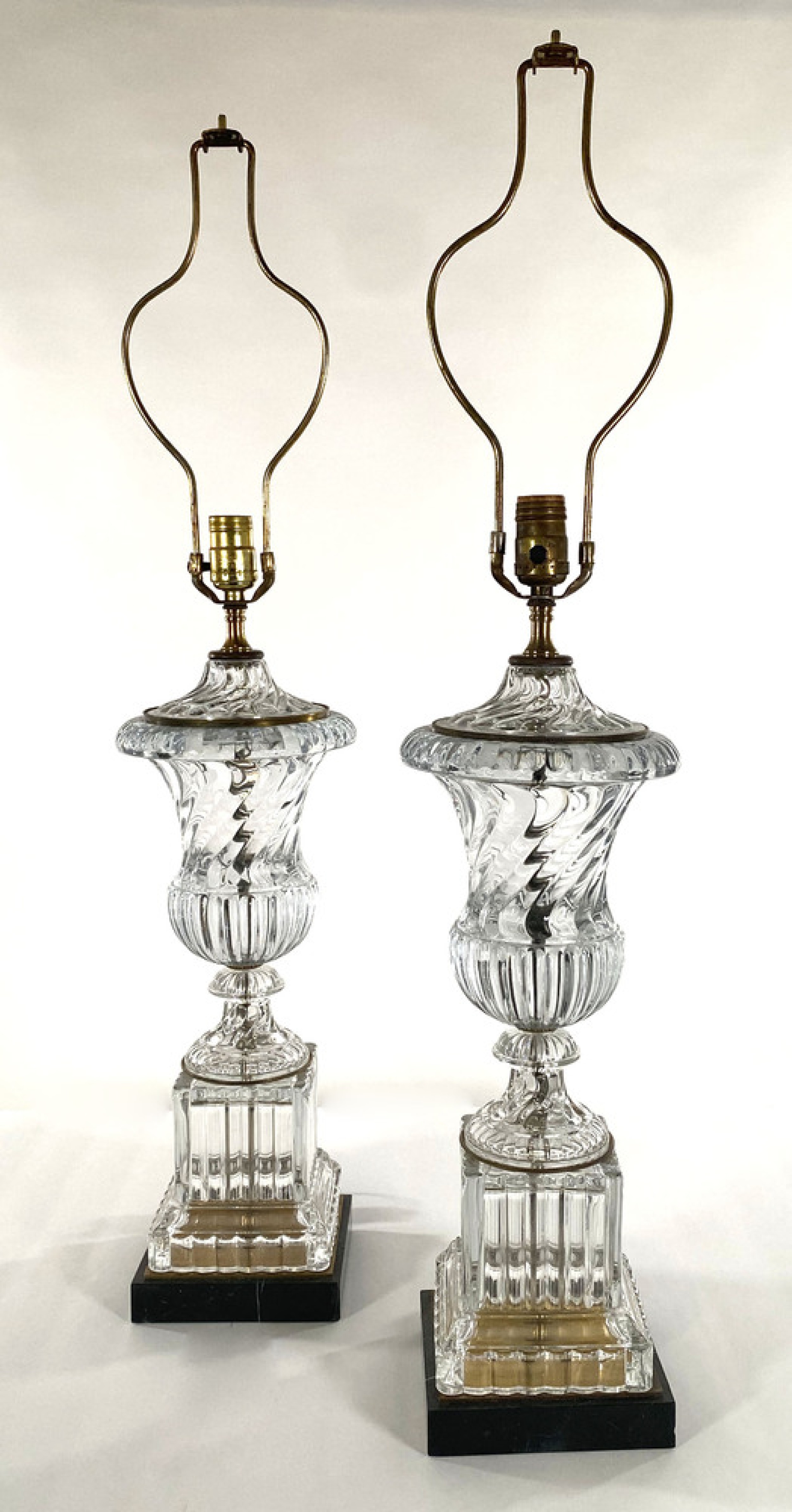 Pair of italian modern glass and brass lamps baroiver toso