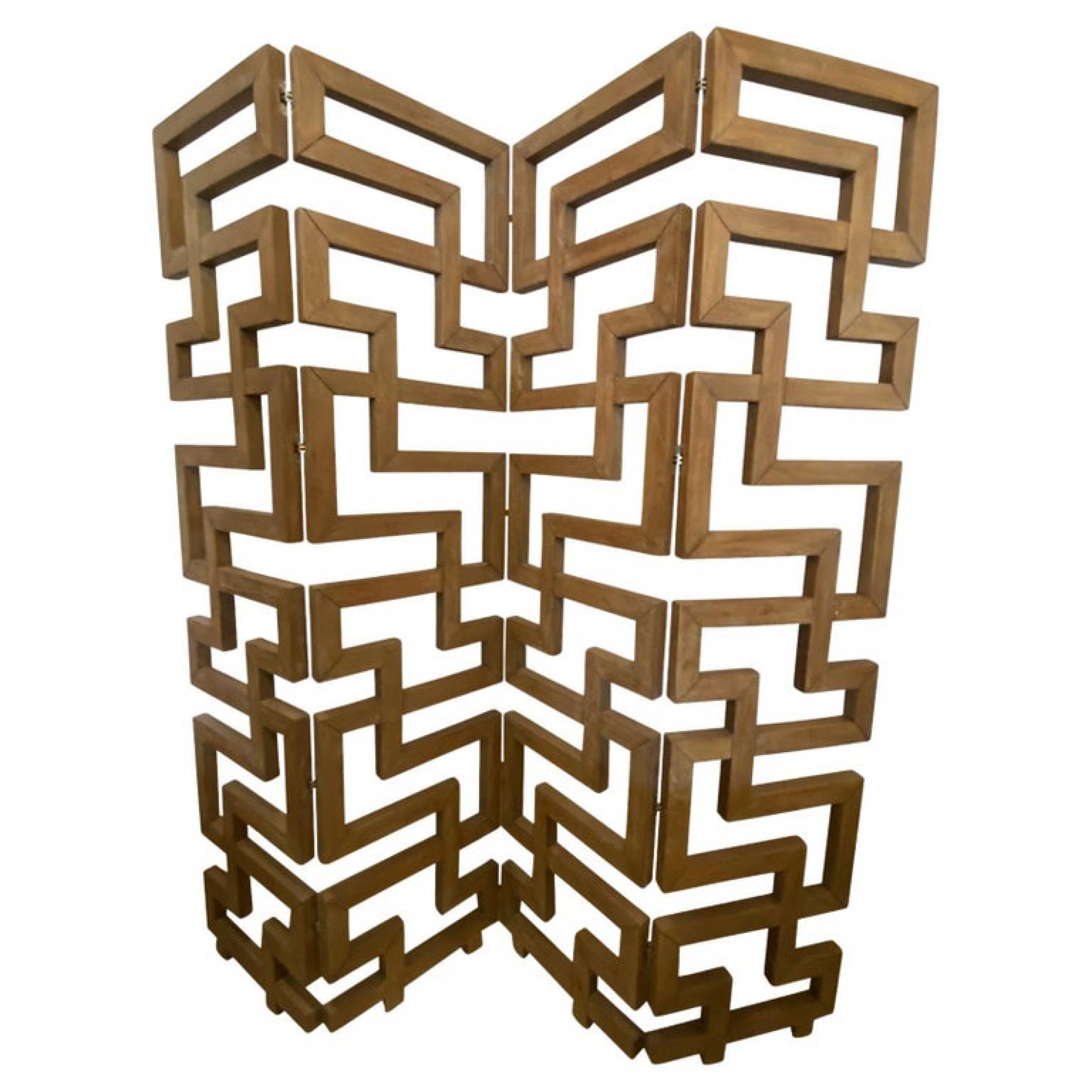 French modern cerused oak 4 panel folding screendivider