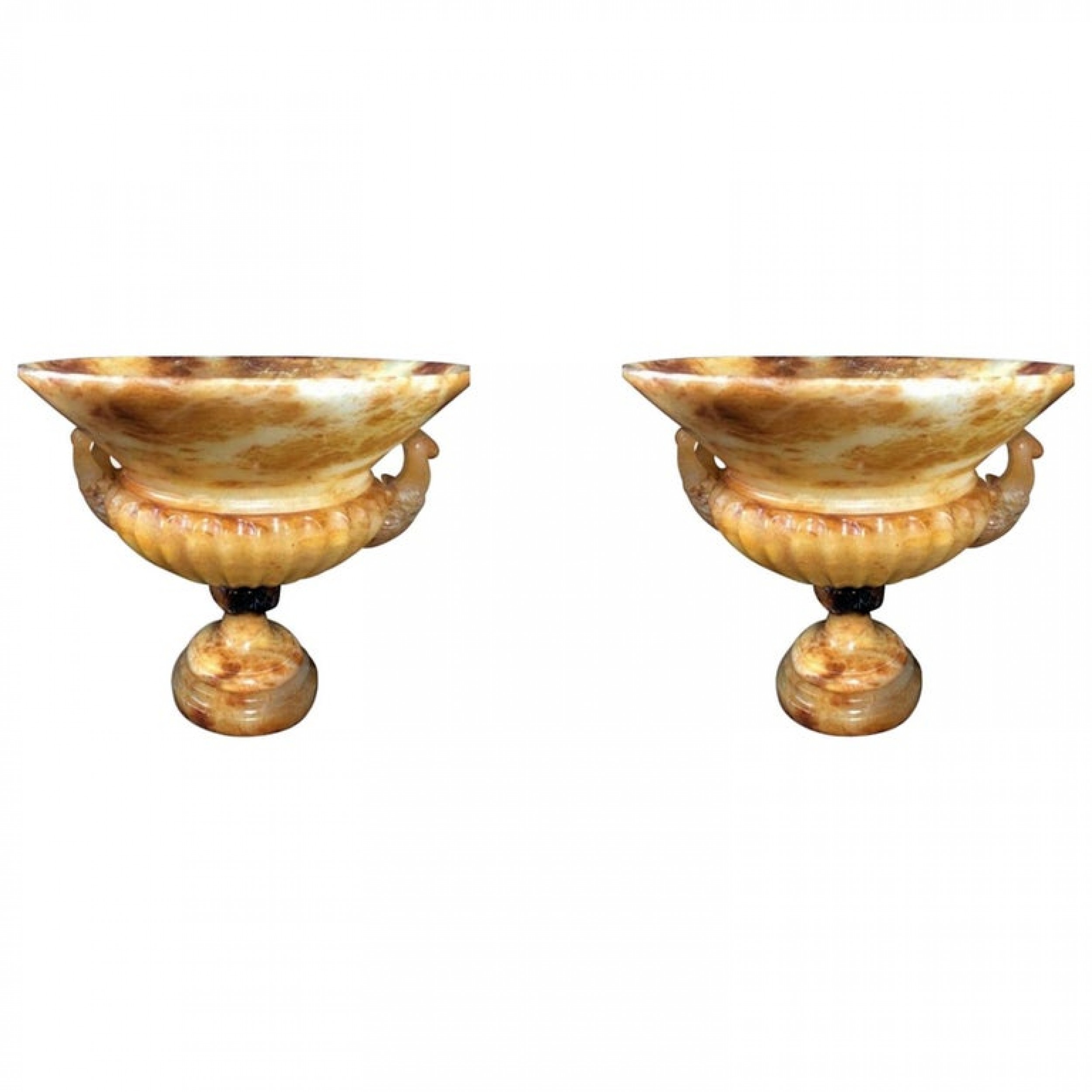 Pair of italian neoclassic onyx urns 19th century