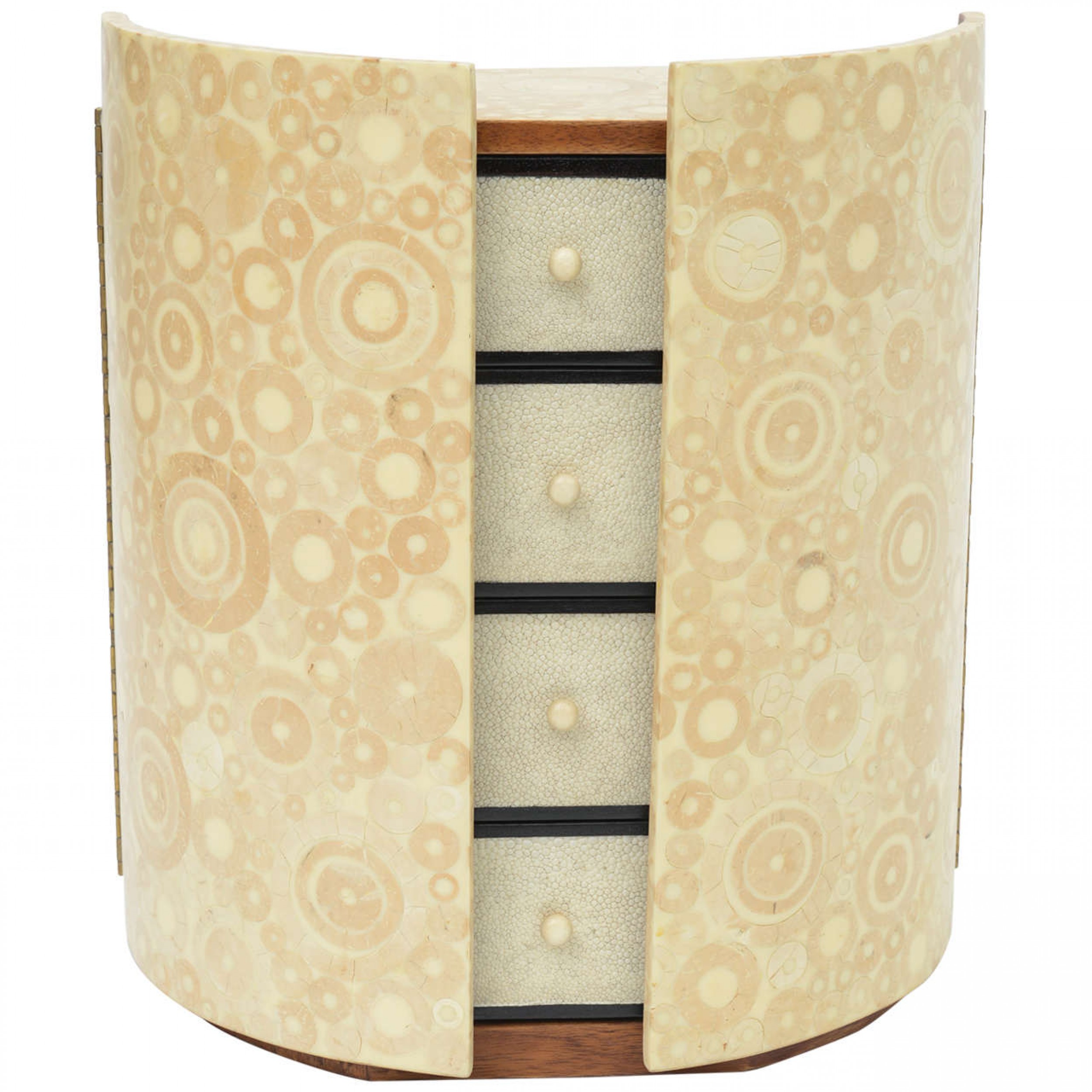 Bone shagreen and mahogany jewelry box or small cabinet by r y augousti