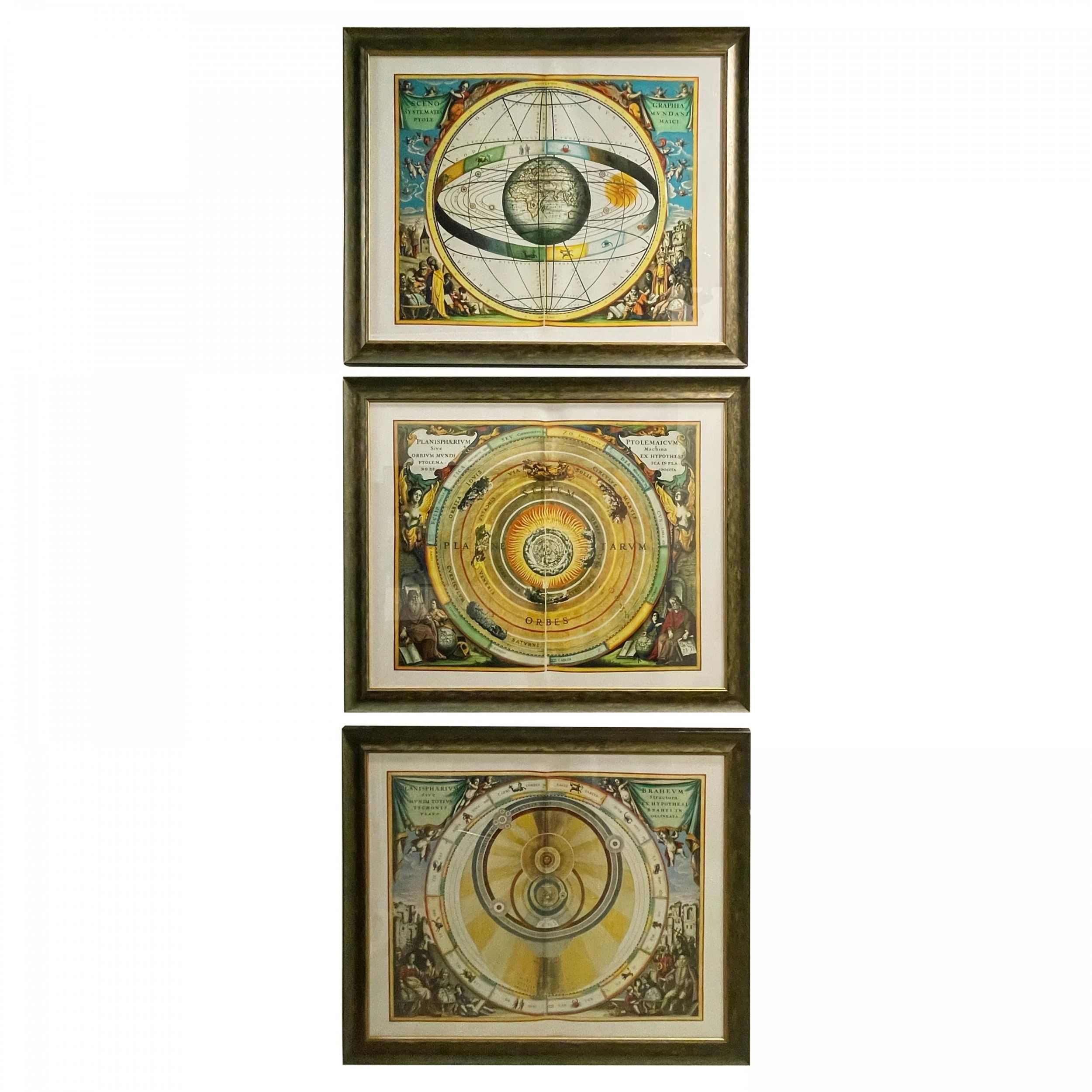 Set of 3 italian renaissance celestial lithographs of the universe