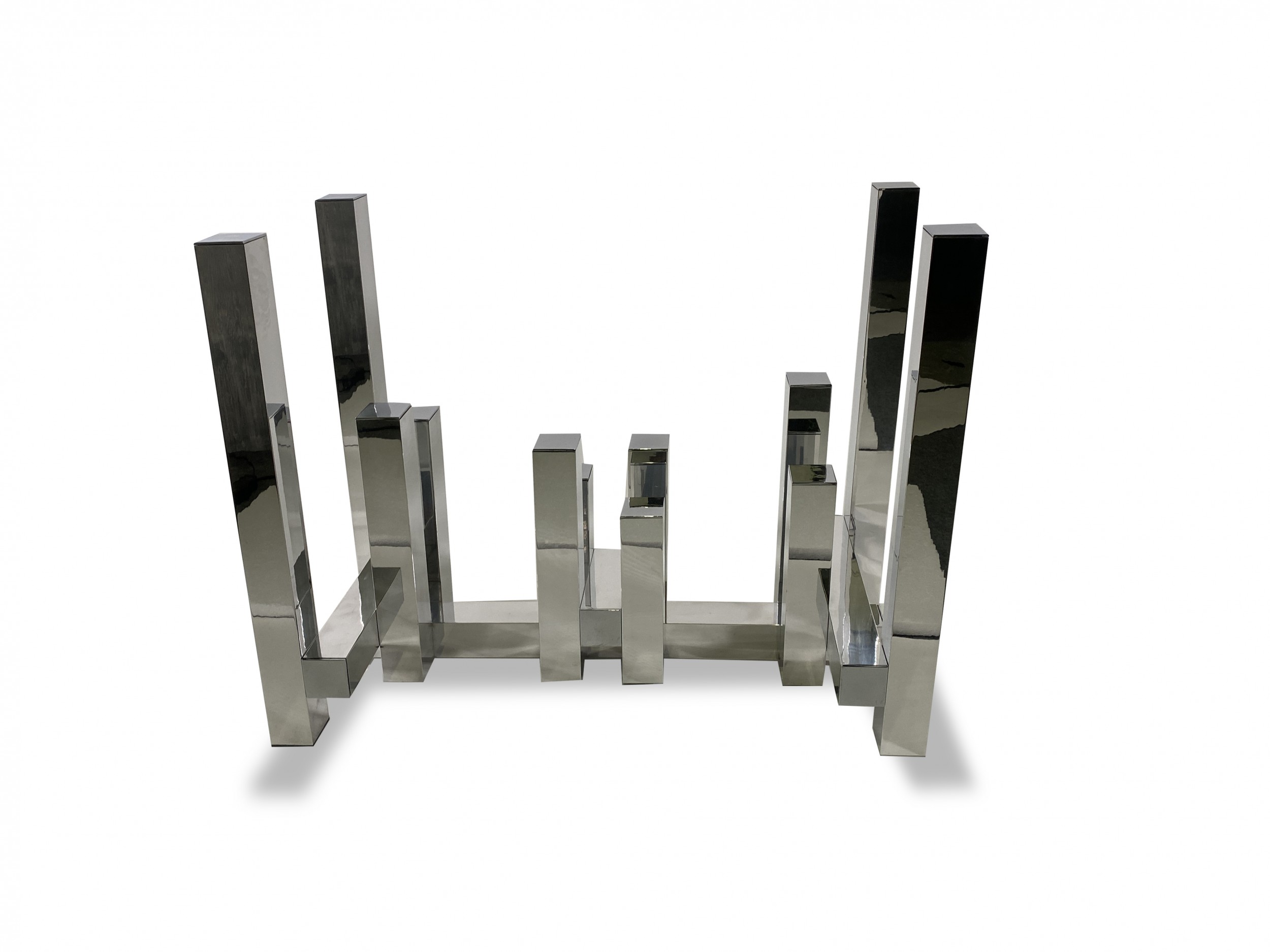 American modern chrome dining table console table base paul mayen for habitat