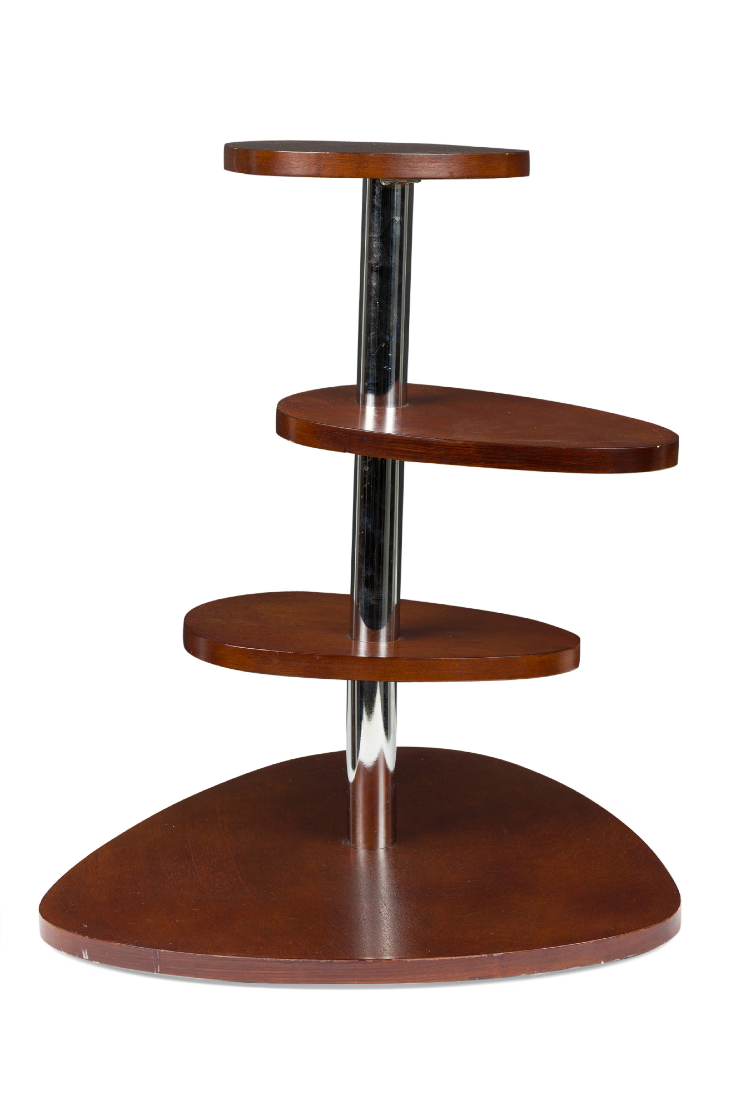 French modern mahogany 4 tier pivoting mexique table style of charlotte perriand