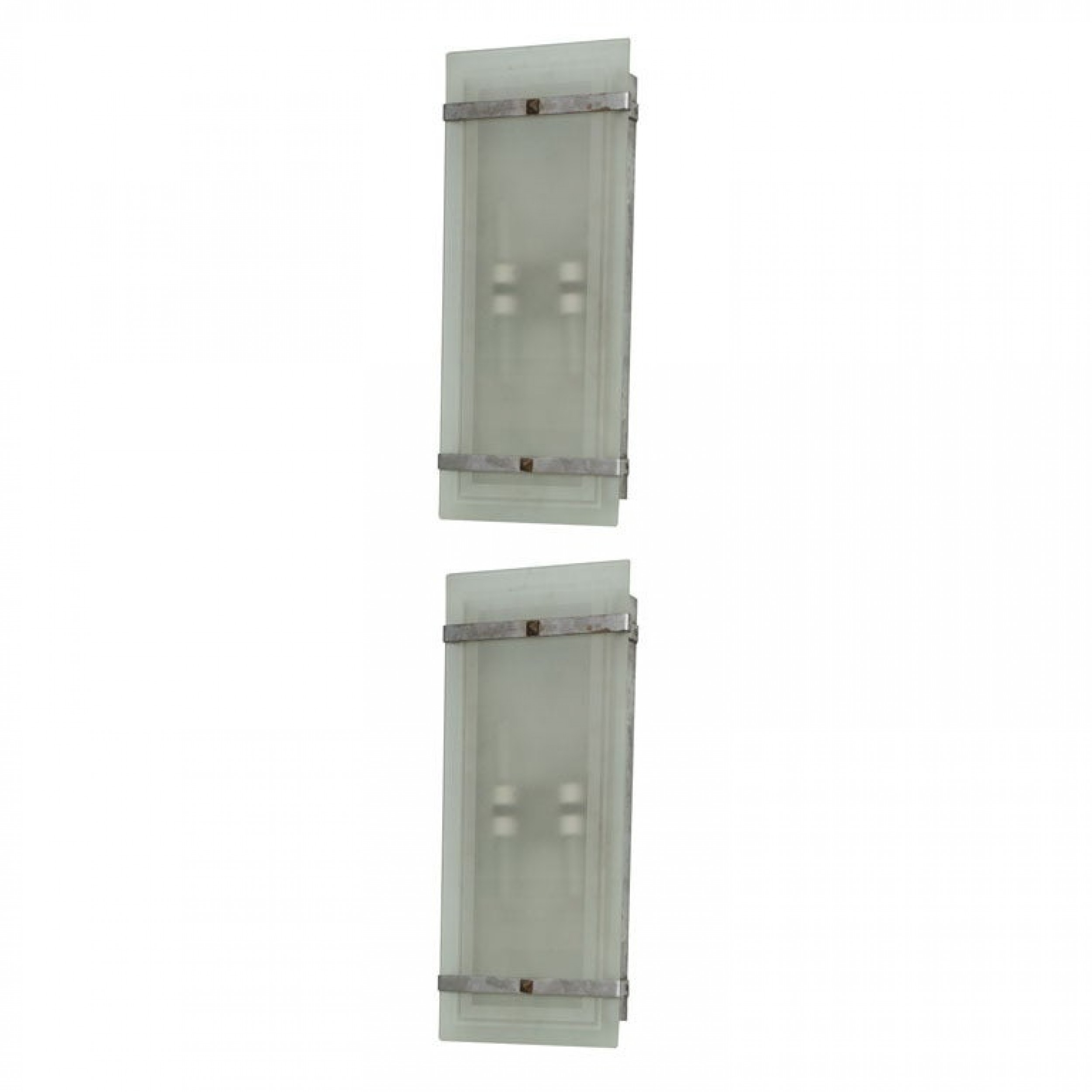 Pair of late art deco glass and nickel wall lights france