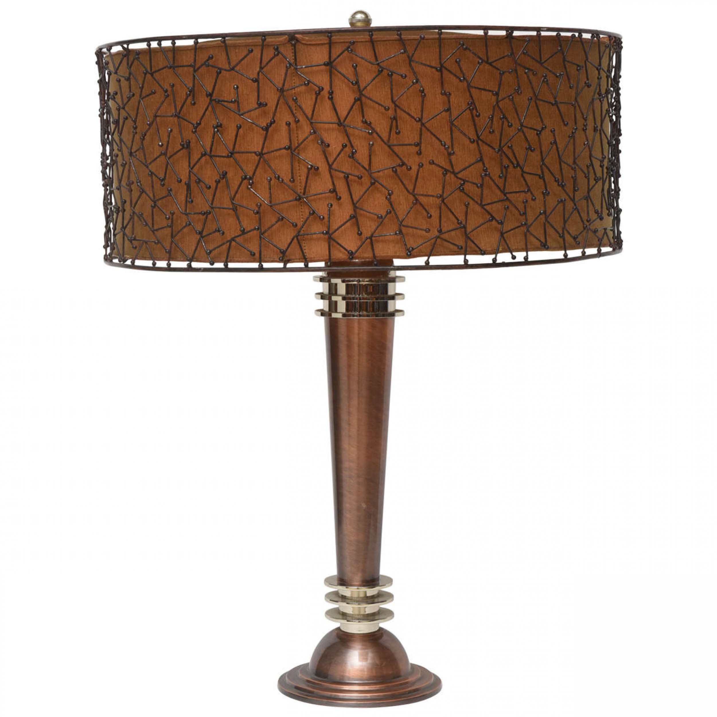 American art deco copper and steel lamp attributed to donald deskey