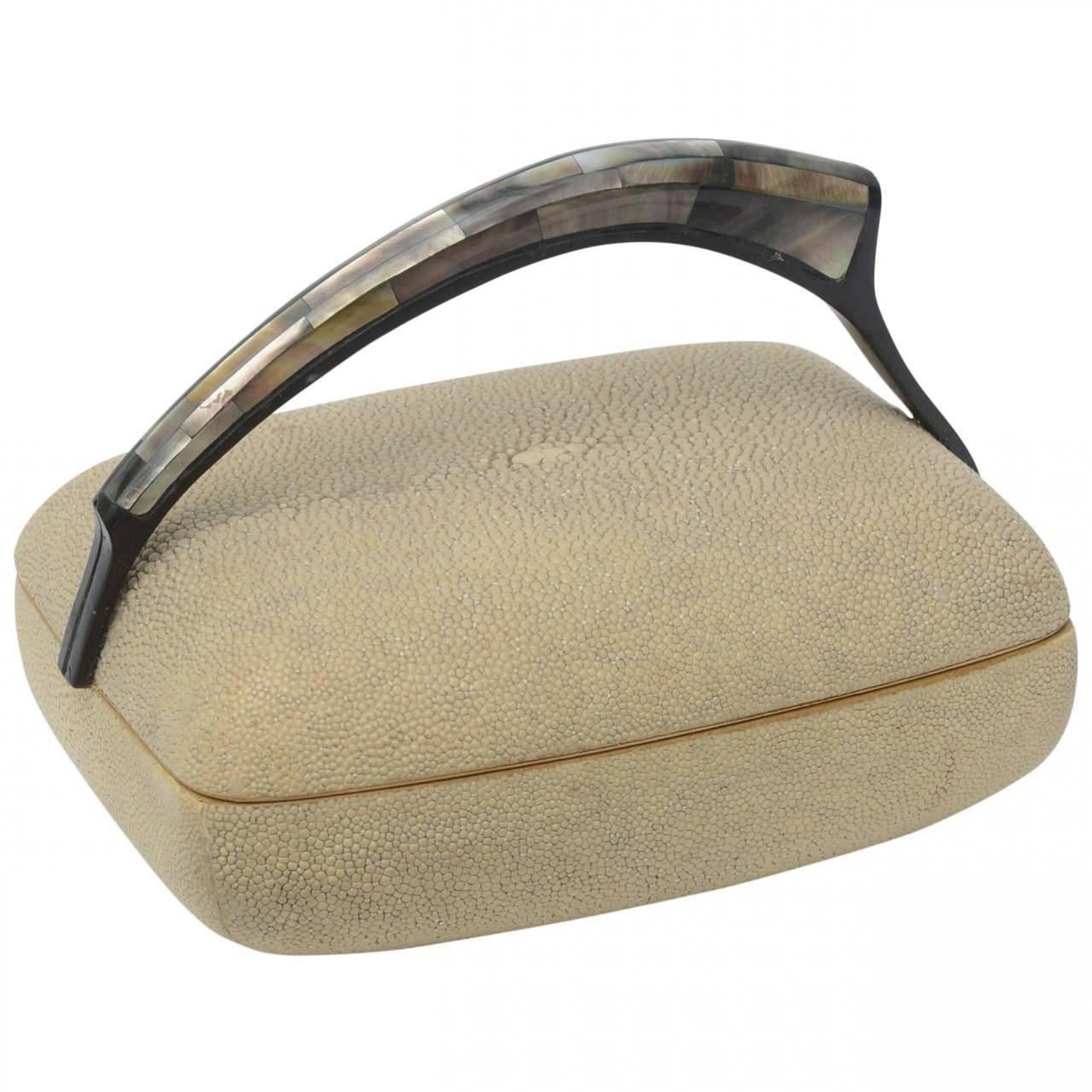 R y augousti shagreen covered and mother of pearl covered box