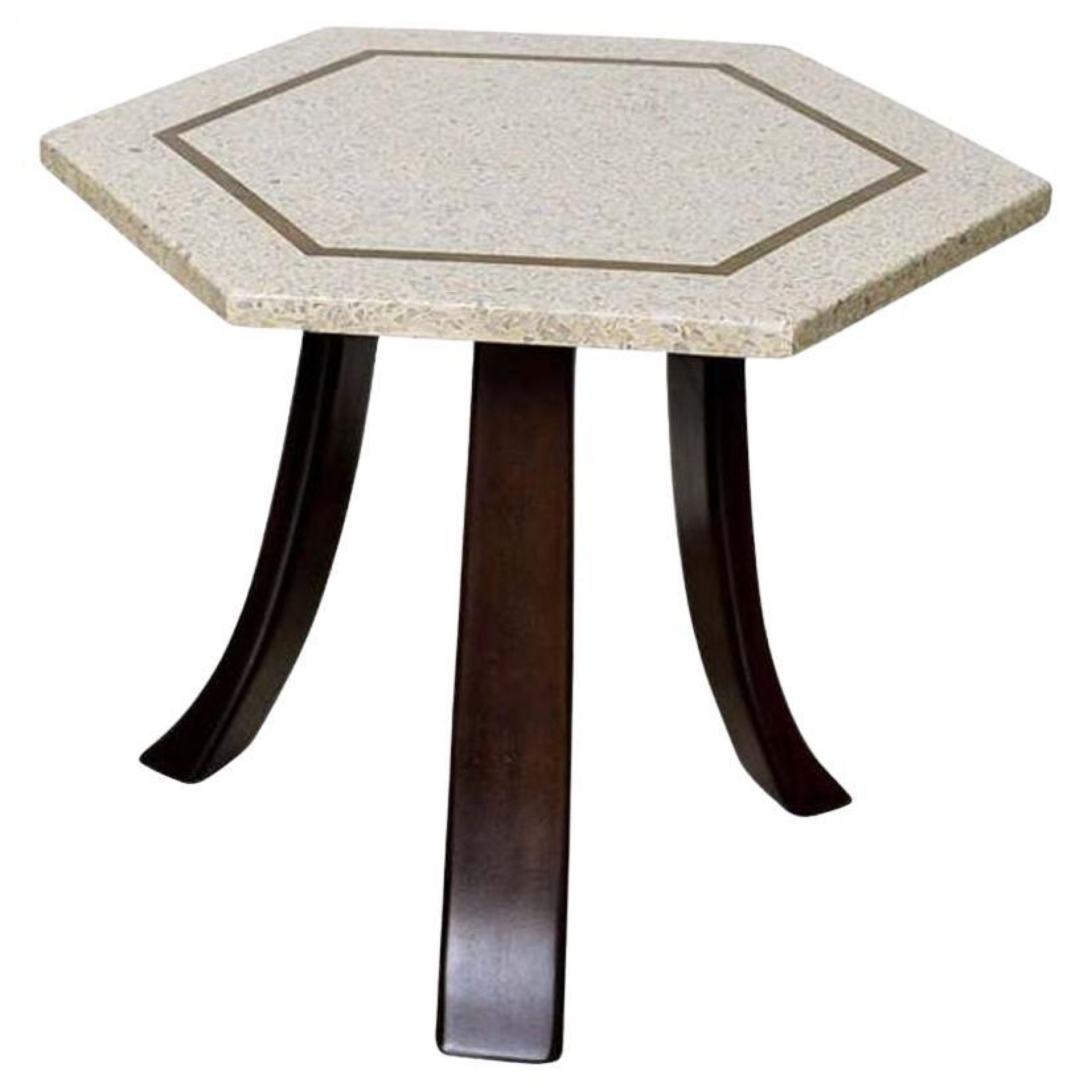 Harvey probber terrazzo and dark walnut table