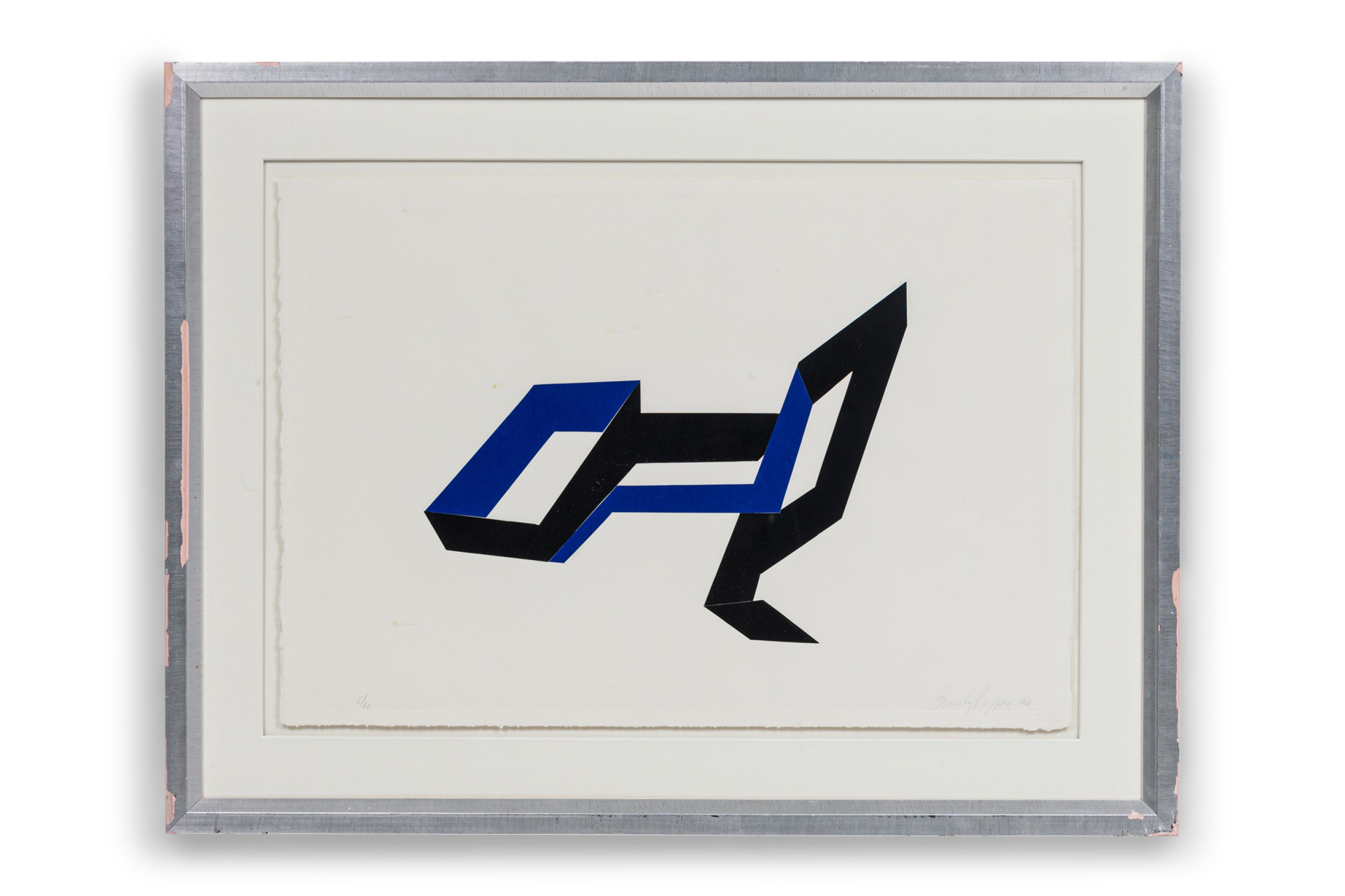 Beverly pepper american mid century abstract blue and black collage 