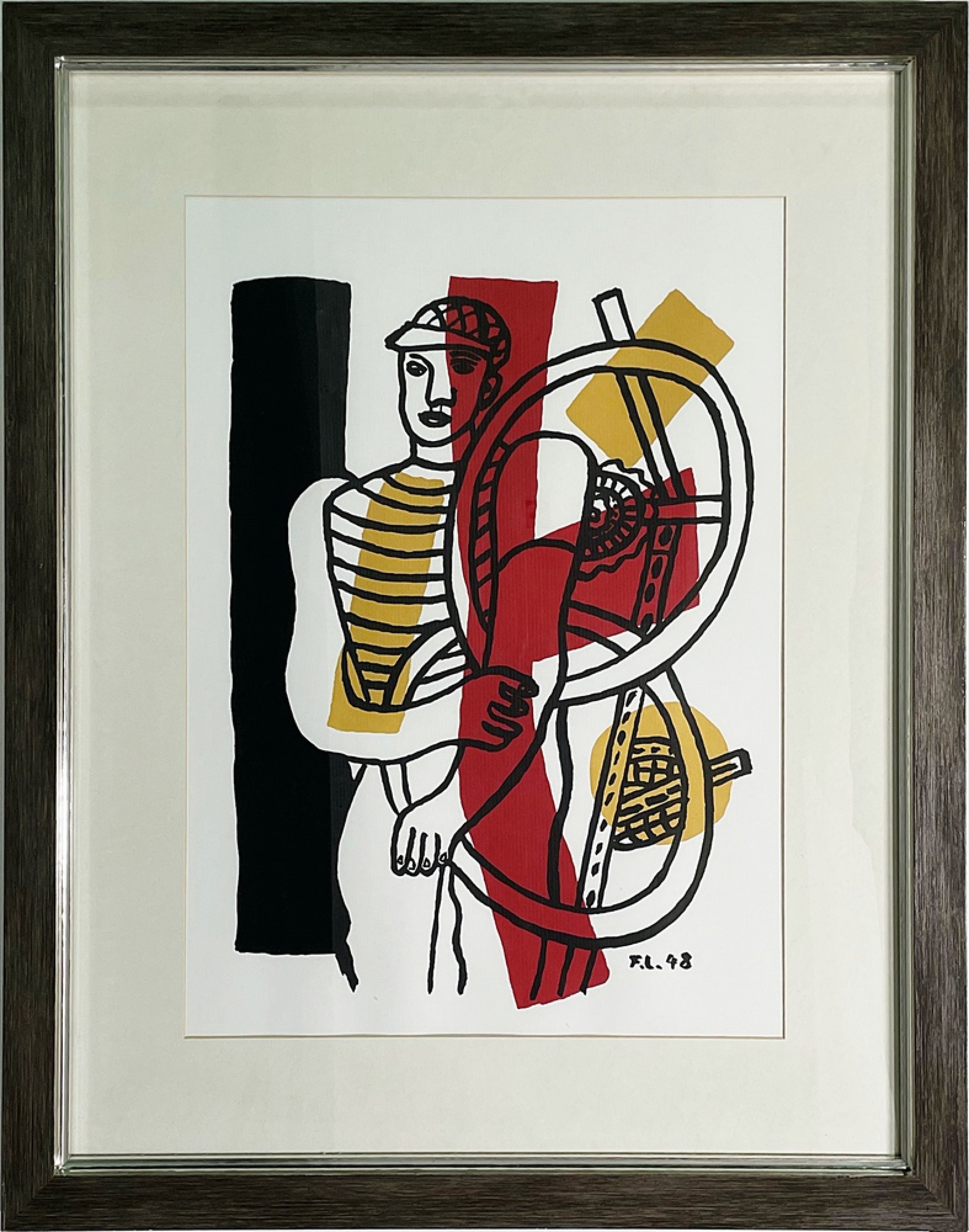 Fernand leger french art deco abstract print titled the cyclist