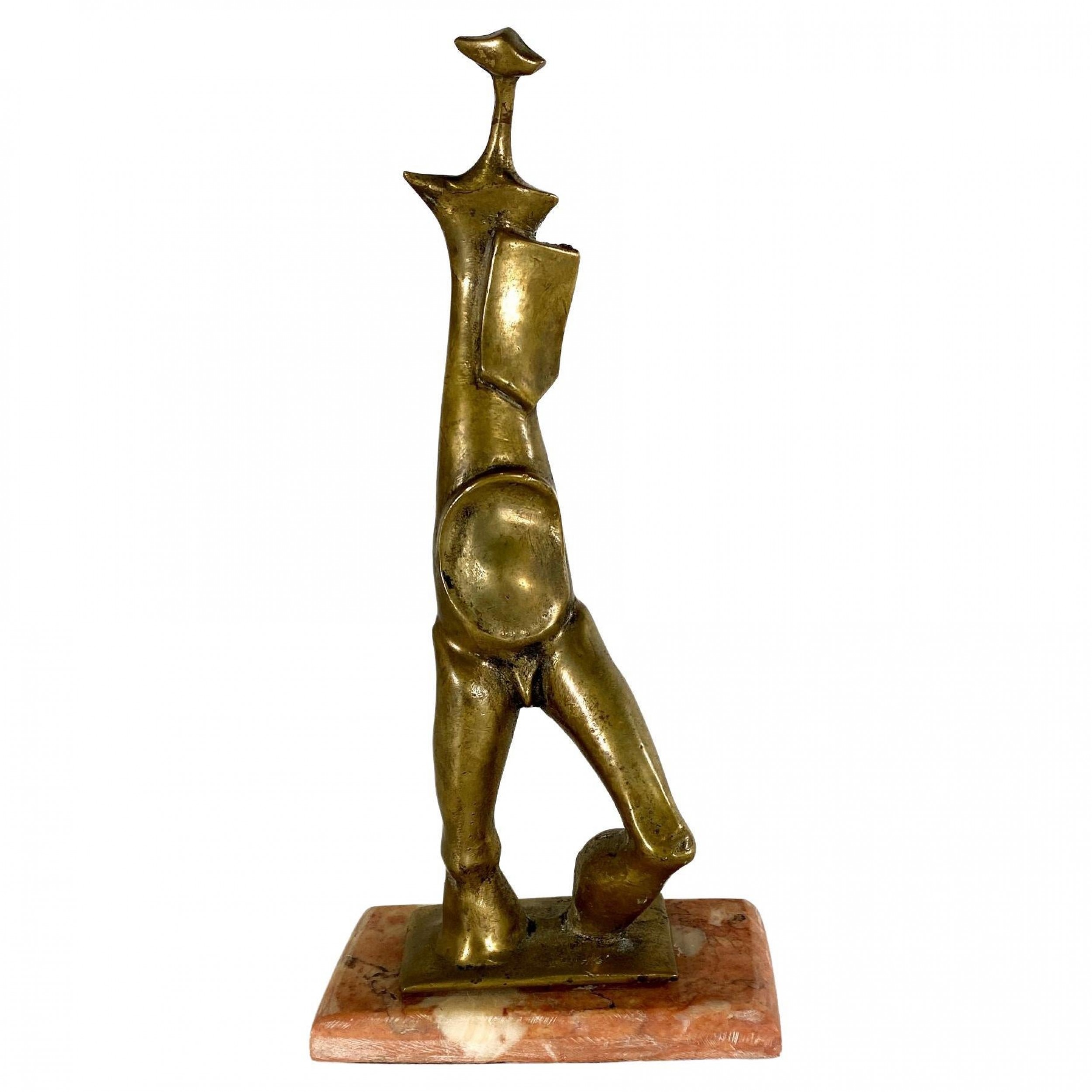 Italian modern bronze abstract sculpture on marble base 1950s